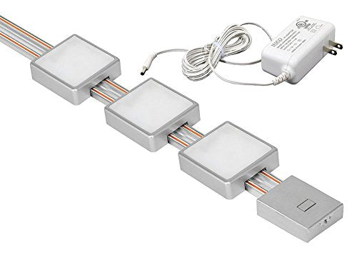 Jesco Lighting Kit-Rz-T18-Sq3-30-Sv Radianz 3-Light Dimmable Square Led Track Lighting Kit, Silver, 18&quot;