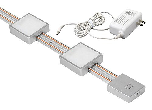 Jesco Lighting Kit-Rz-T12-Sq2-30-Sv Radianz 2-Light Dimmable Square Led Track Lighting Kit, Silver, 12&quot;