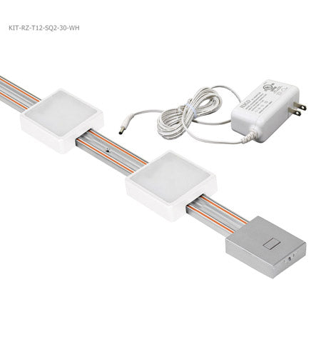 Jesco Lighting Kit-Rz-T12-Sq2-30Wh Radianz 2-Light Dimmable Square Led Track Lighting Kit, White, 12&quot;