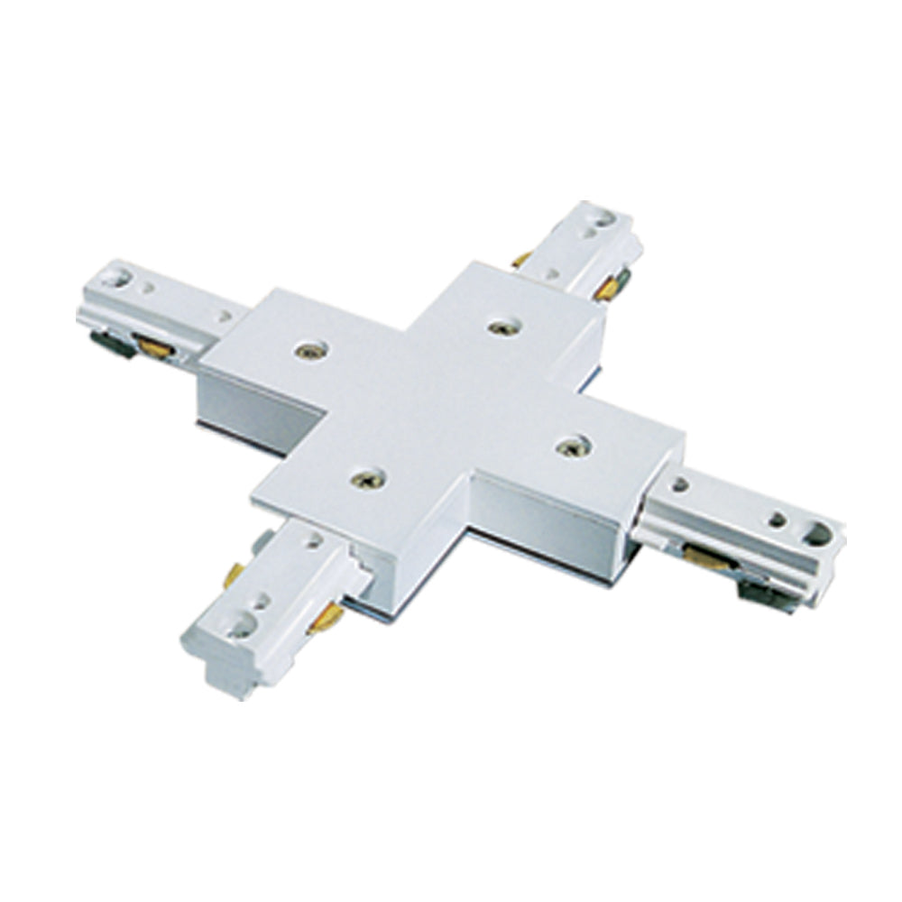 Jesco Lighting LXJBK X-Connector with Power-Feed, 2-Wire Single Circuit Track, Black Finish