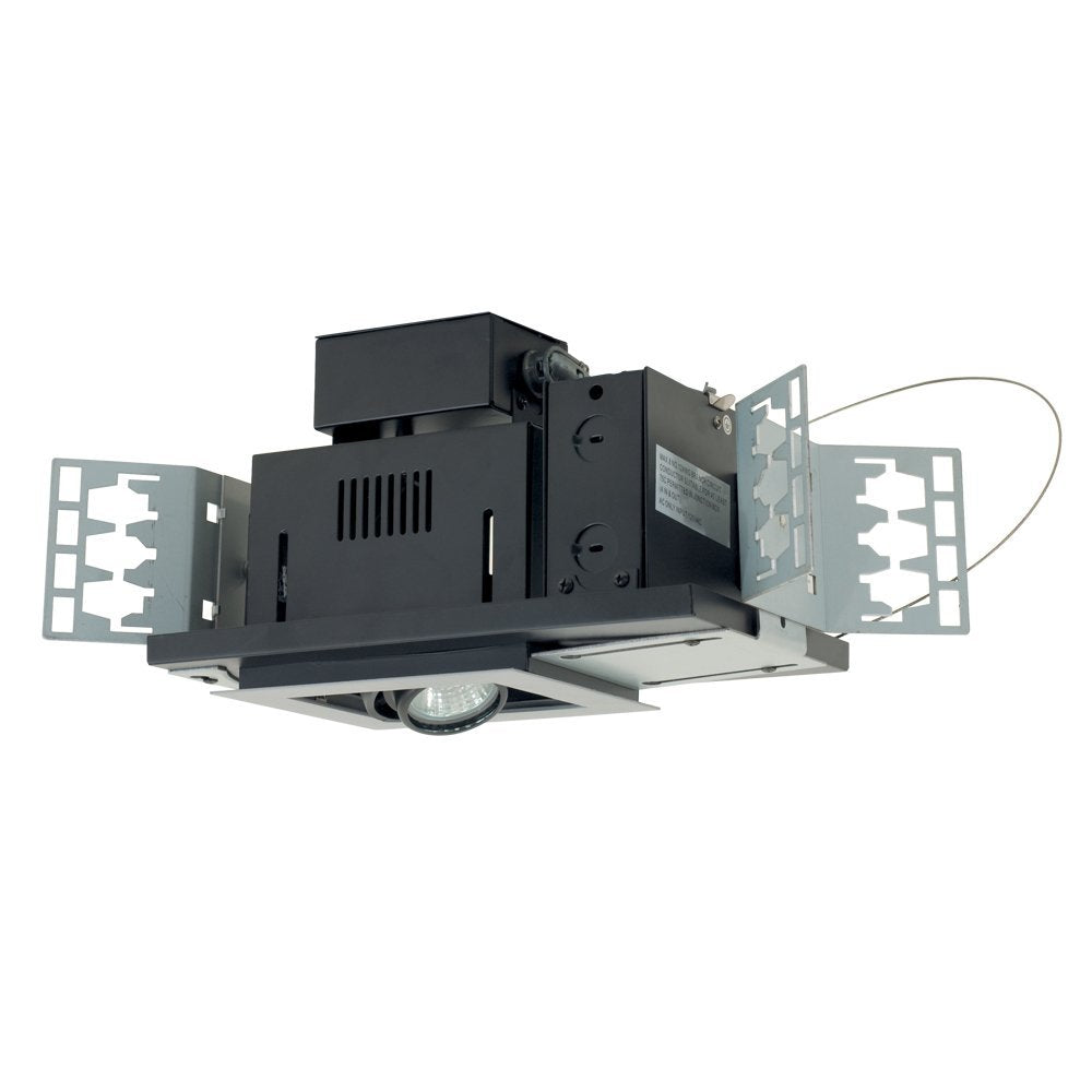 Jesco Lighting MG1650-1ESB Directional Lighting, 50W MR16, Black Interior with Silver Trim, New Construction, Double Gimbal