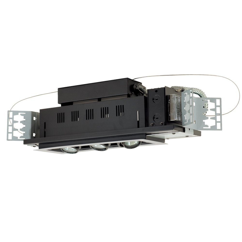Jesco Lighting MG1650-3ESB 3-Light Directional Lighting, 50W MR16, Black Interior, Silver Trim, 120V for New Construction