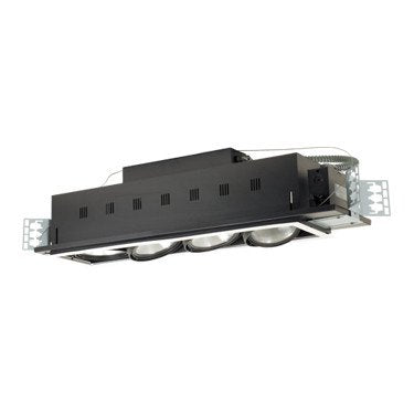 Jesco Lighting Mgp38-4Wb Modulinear Directional Lighting For New Construction, Double Gimbal Par38 4-Light Linear, Black Interior With White Trim