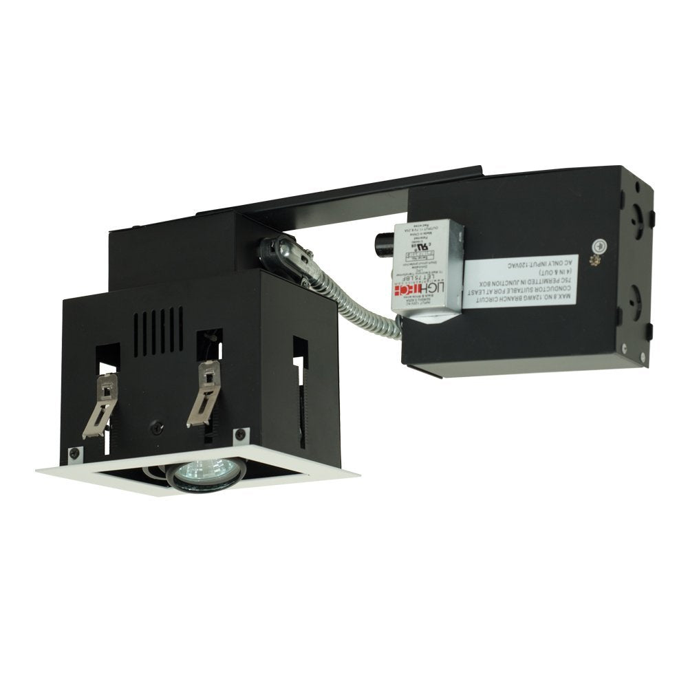 Jesco Lighting MGR1650-1EWB 50W MR16 Linear Directional Light, Double Gimbal, 120V, Black Interior with White Trim