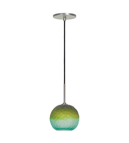Jesco Lighting Fosil Pendant Light, Opal Glass, Diameter 4.5in, Length 70in, Model PD409-BUGN/BN, Nickel Finish