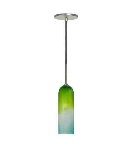 Jesco Lighting PD411-BUgNBN 4 in Brushed Nickel Mini Pendant ceiling Light in grooved Blue & green