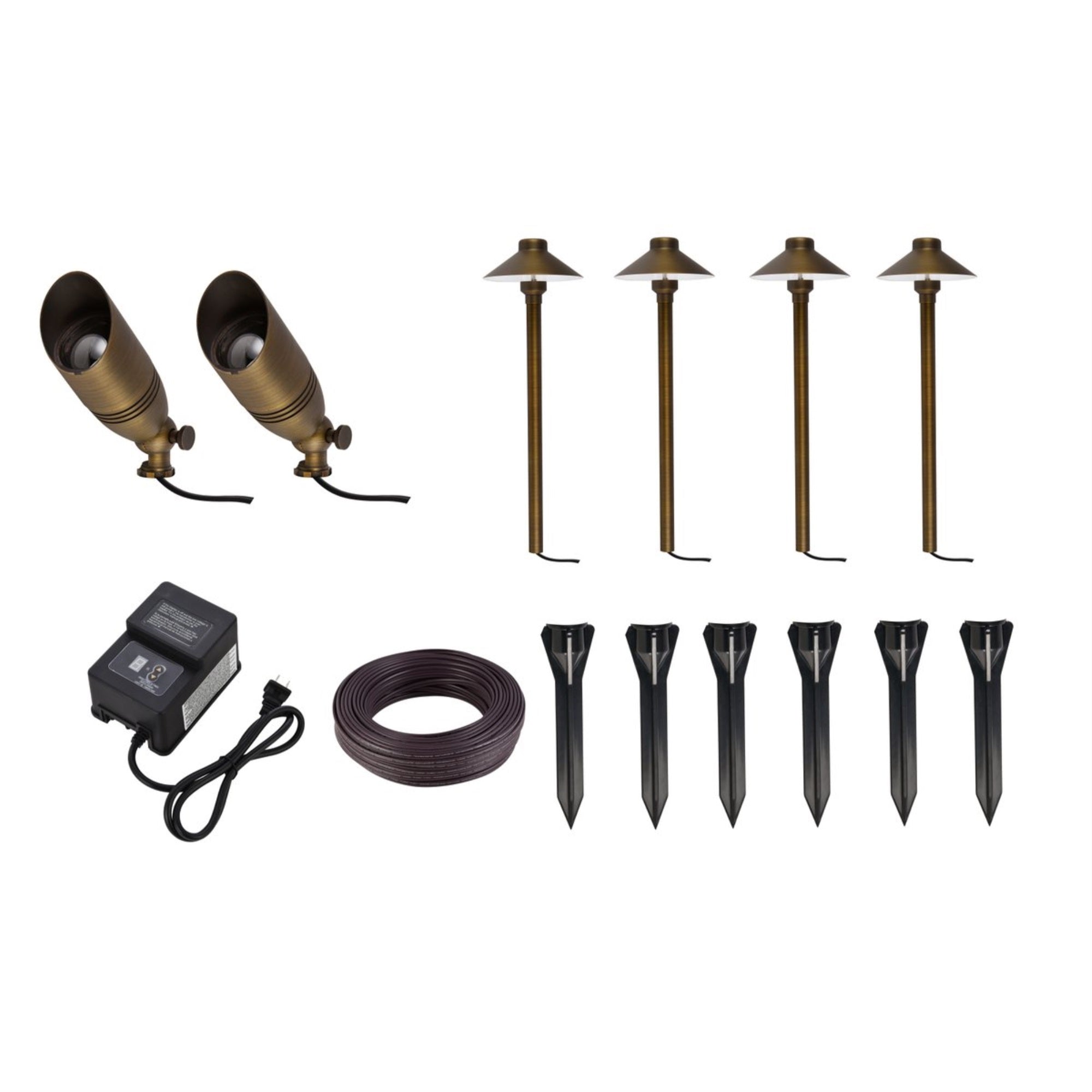 Elitco Lighting Aera Landscape Lighting Set Of 6 Brass & Glass Outdoor Fixtures