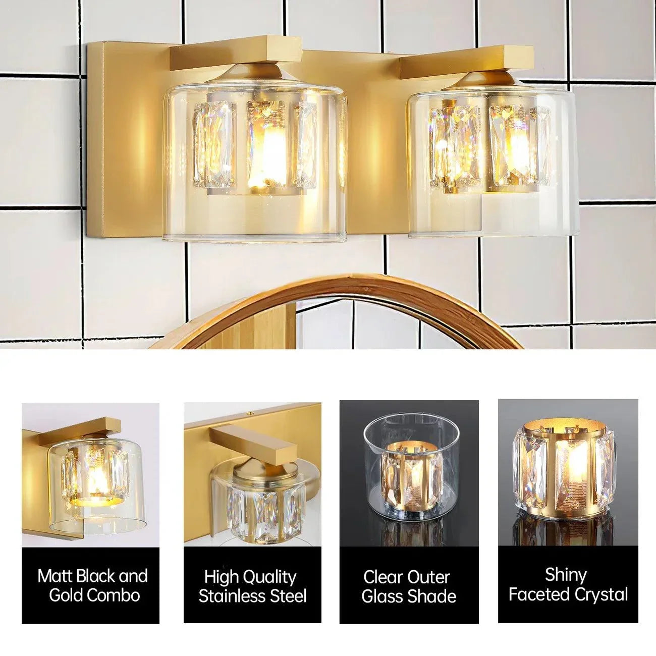 Kolt Chrome Modern 2-Light Bathroom Vanity Light