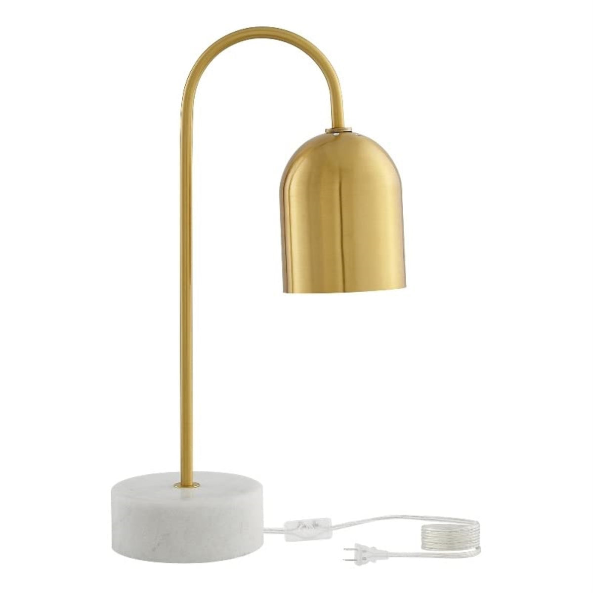 Rya Table Lamp 5ft Power Cord, Marble Stone Base , Brass
