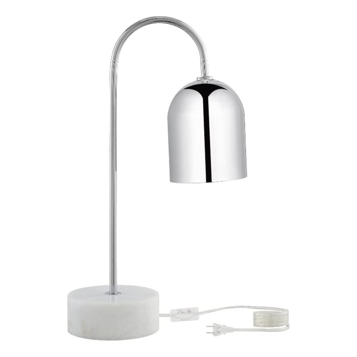 Rya Table Lamp 5ft Power Cord, Marble Stone Base , Chrome