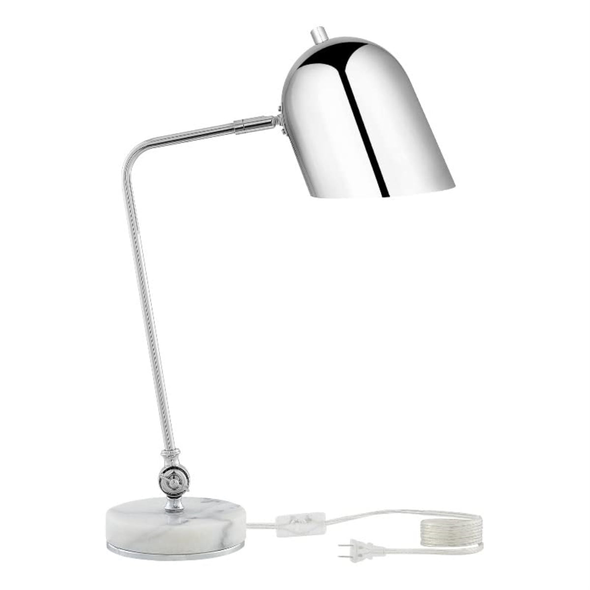 Armin Table Lamp 5ft Power Cord, Marble Stone Base , Chrome