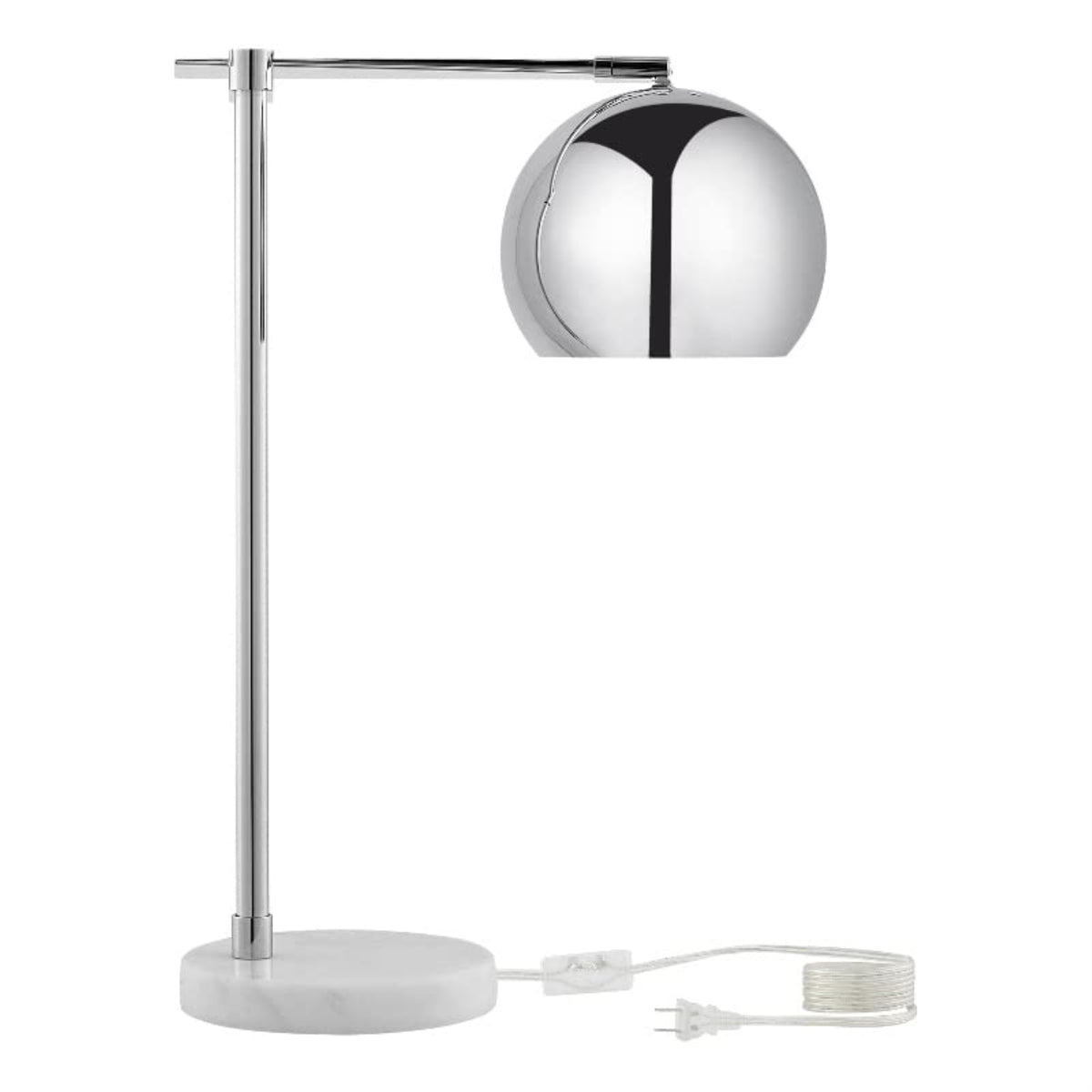 Kendric Table Lamp 5ft Power Cord, Marble Stone Base , Chrome