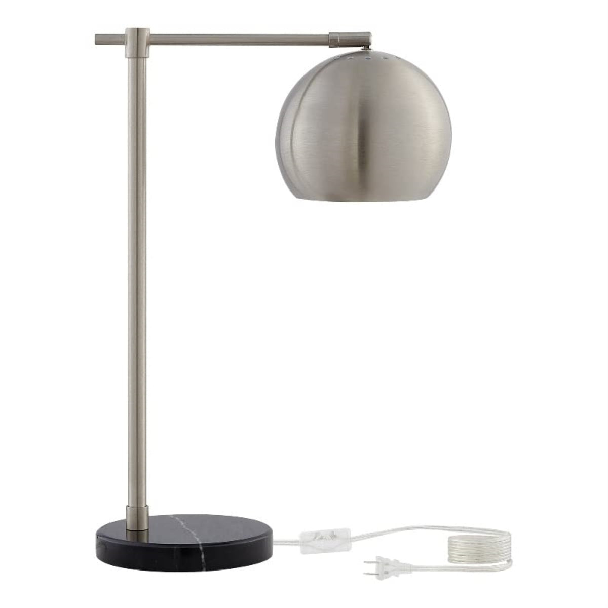 Kendric Table Lamp 5ft Power Cord, Marble Stone Base , Stainless Steel