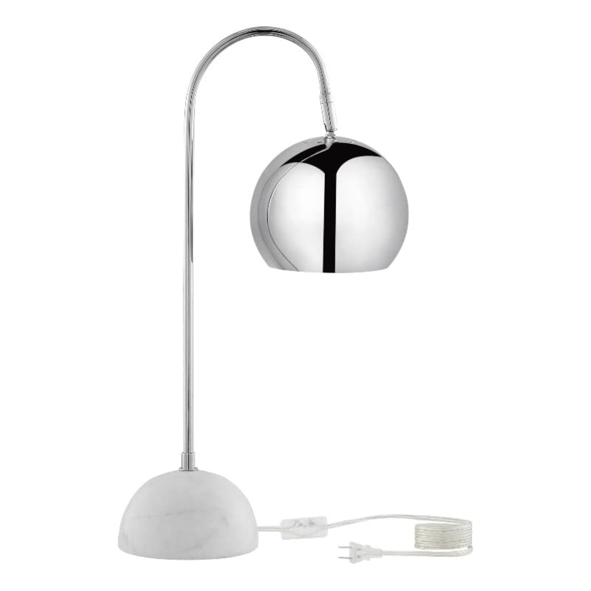 Ambar Table Lamp 5ft Power Cord, Marble Stone Base , Chrome