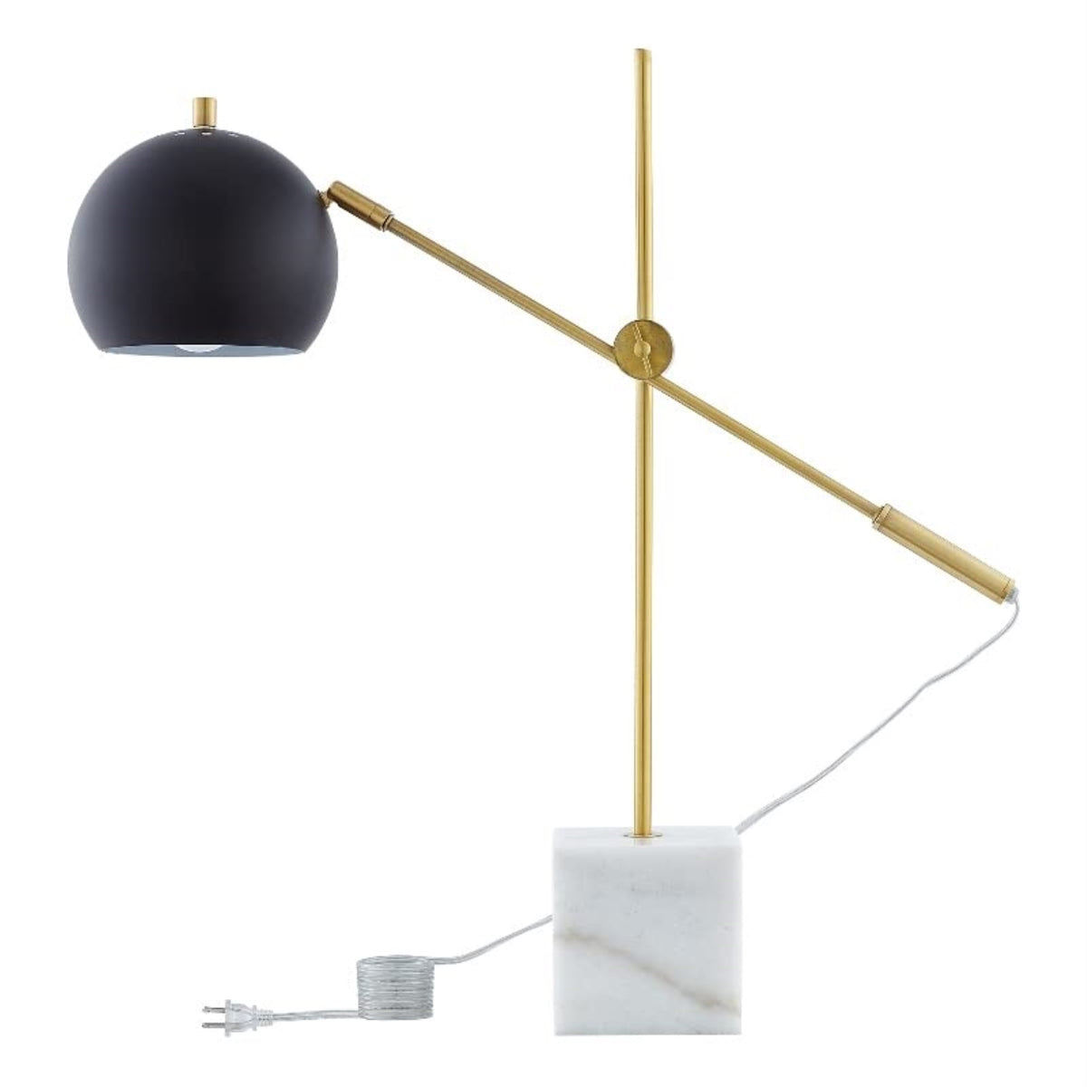 Ameya Table Lamp 5ft Power Cord, Marble Stone Base , Black