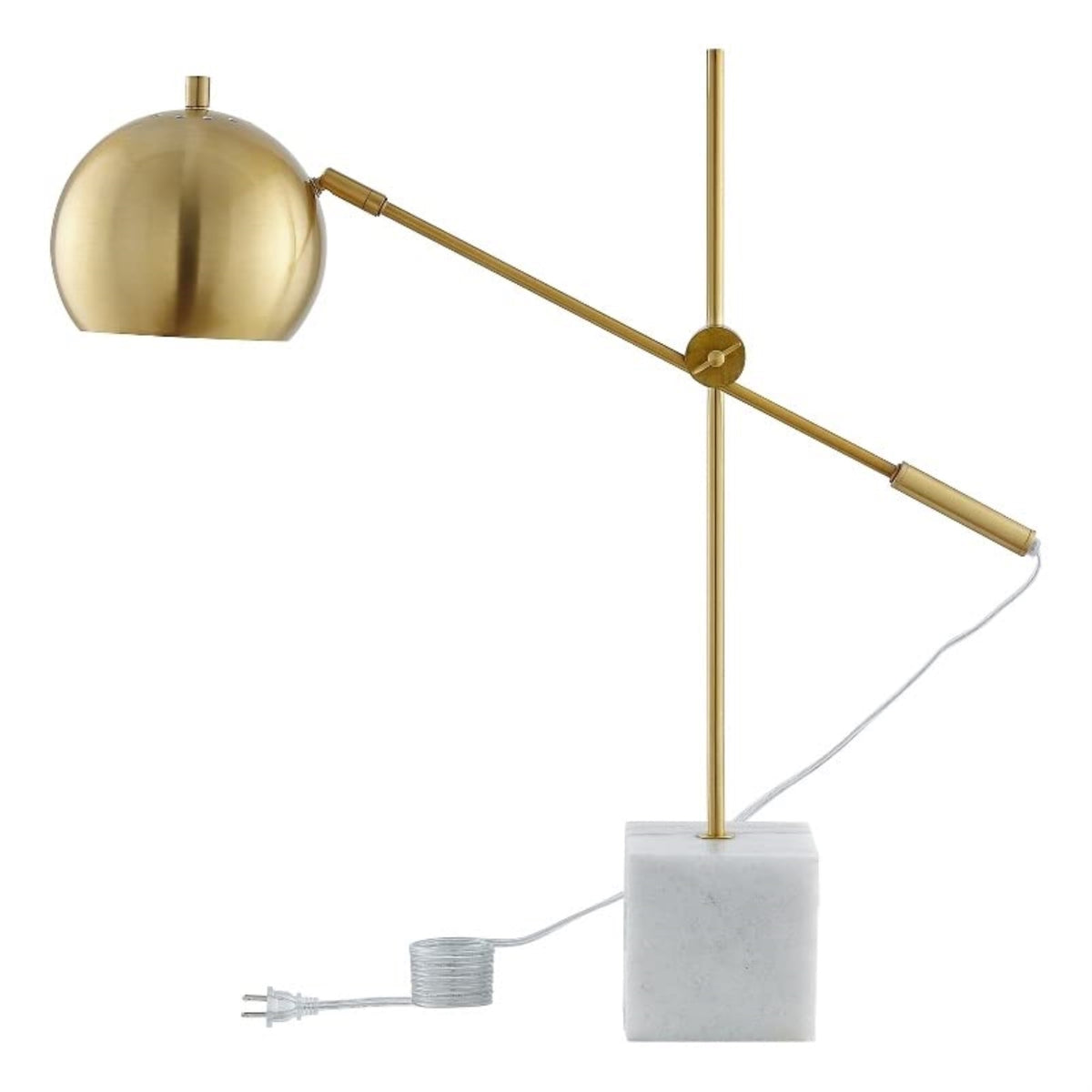 Ameya Table Lamp 5ft Power Cord, Marble Stone Base , Brass