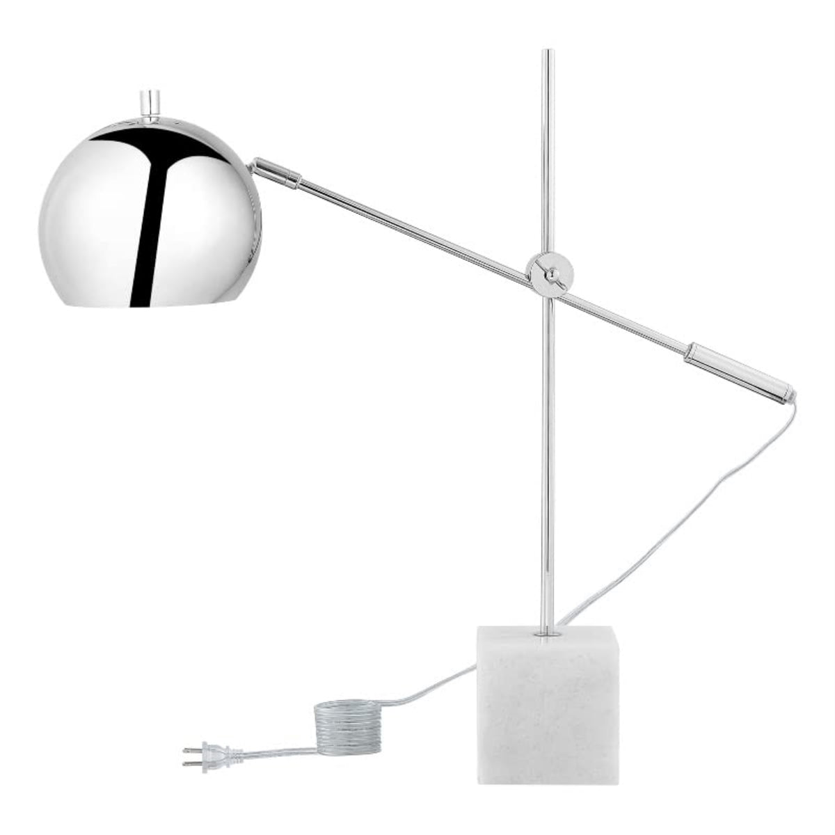 Ameya Table Lamp 5ft Power Cord, Marble Stone Base , Chrome