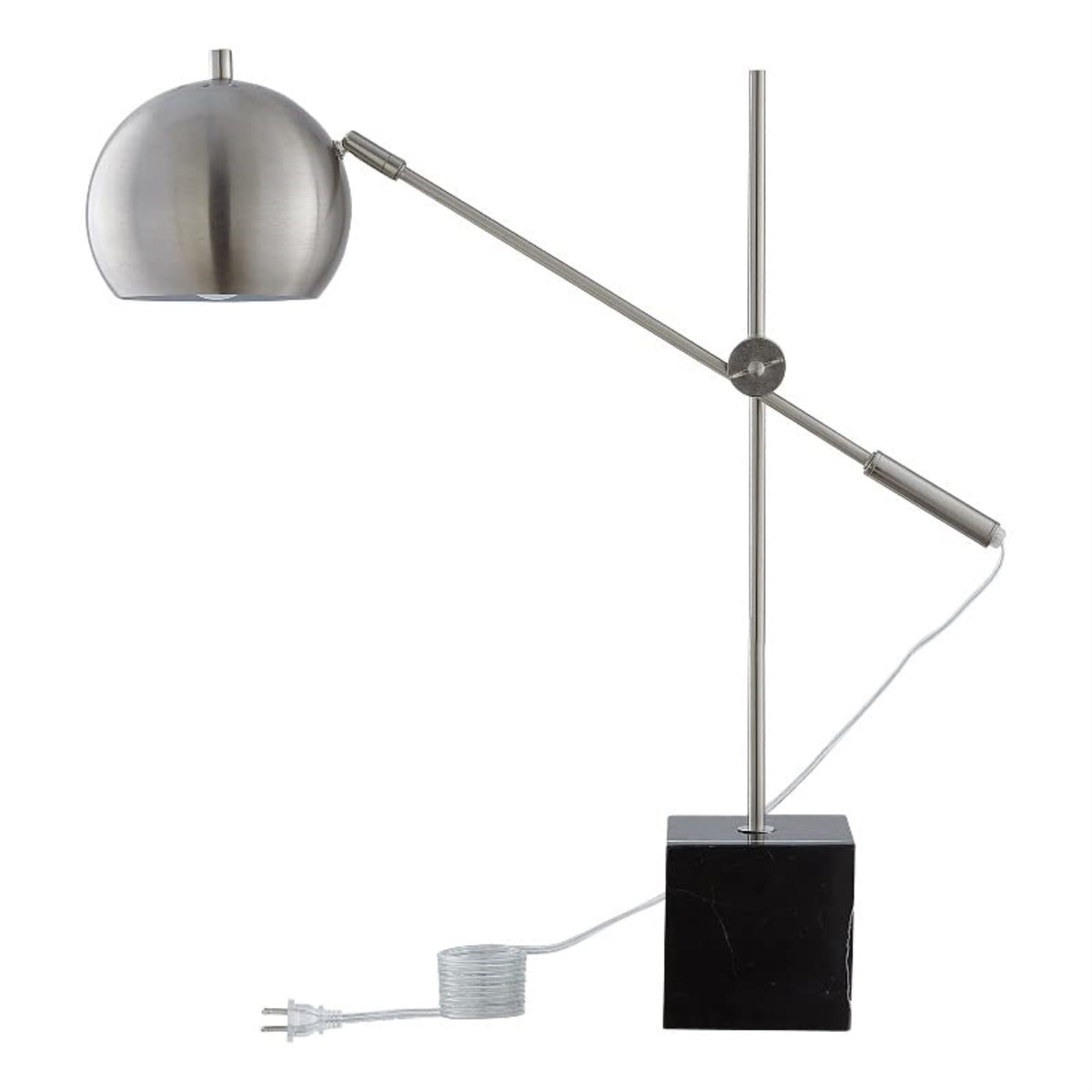Ameya Table Lamp 5ft Power Cord, Marble Stone Base , Stainless Steel