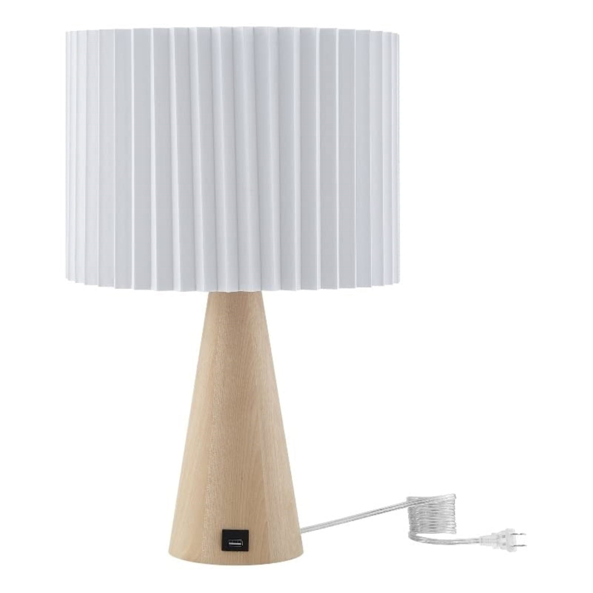 Brynlie Table Lamp 5ft Power Cord, USB Charger , Ivory
