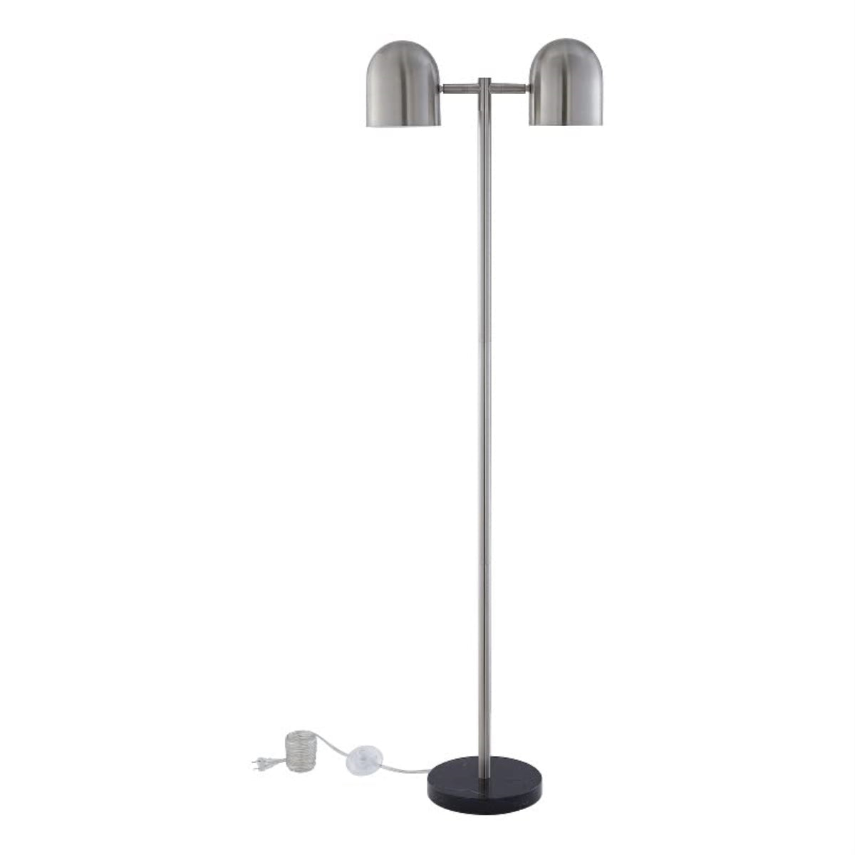 Kaylei Floor Lamp 6ft Power Cord, Foot Switch, 2 Lights , Stainless Steel