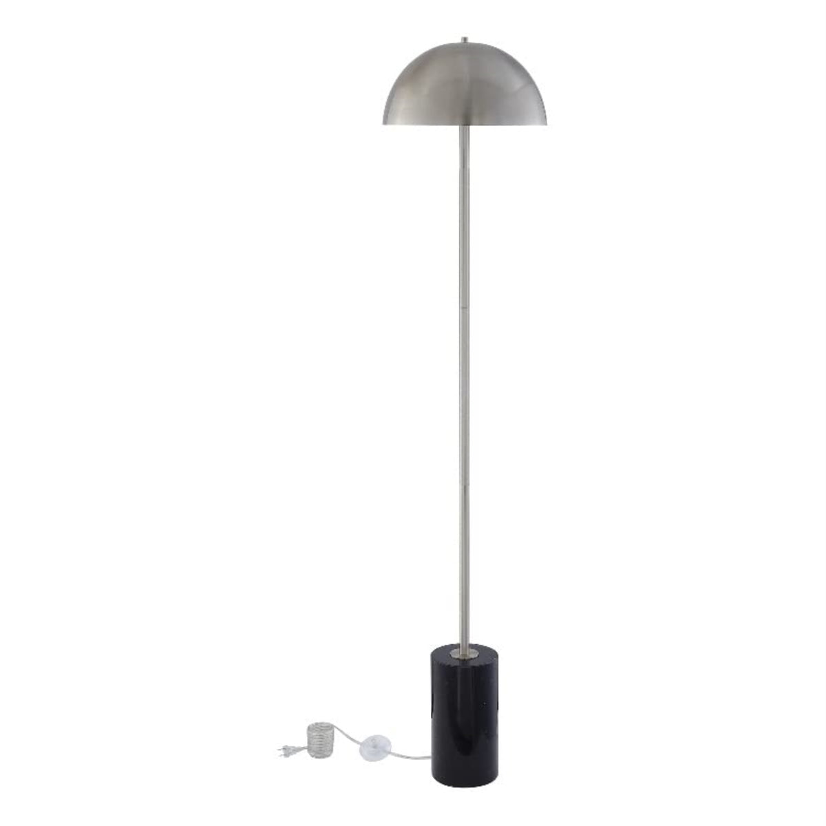 Malaika Floor Lamp 6ft Power Cord, Marble Stone Base , Chrome
