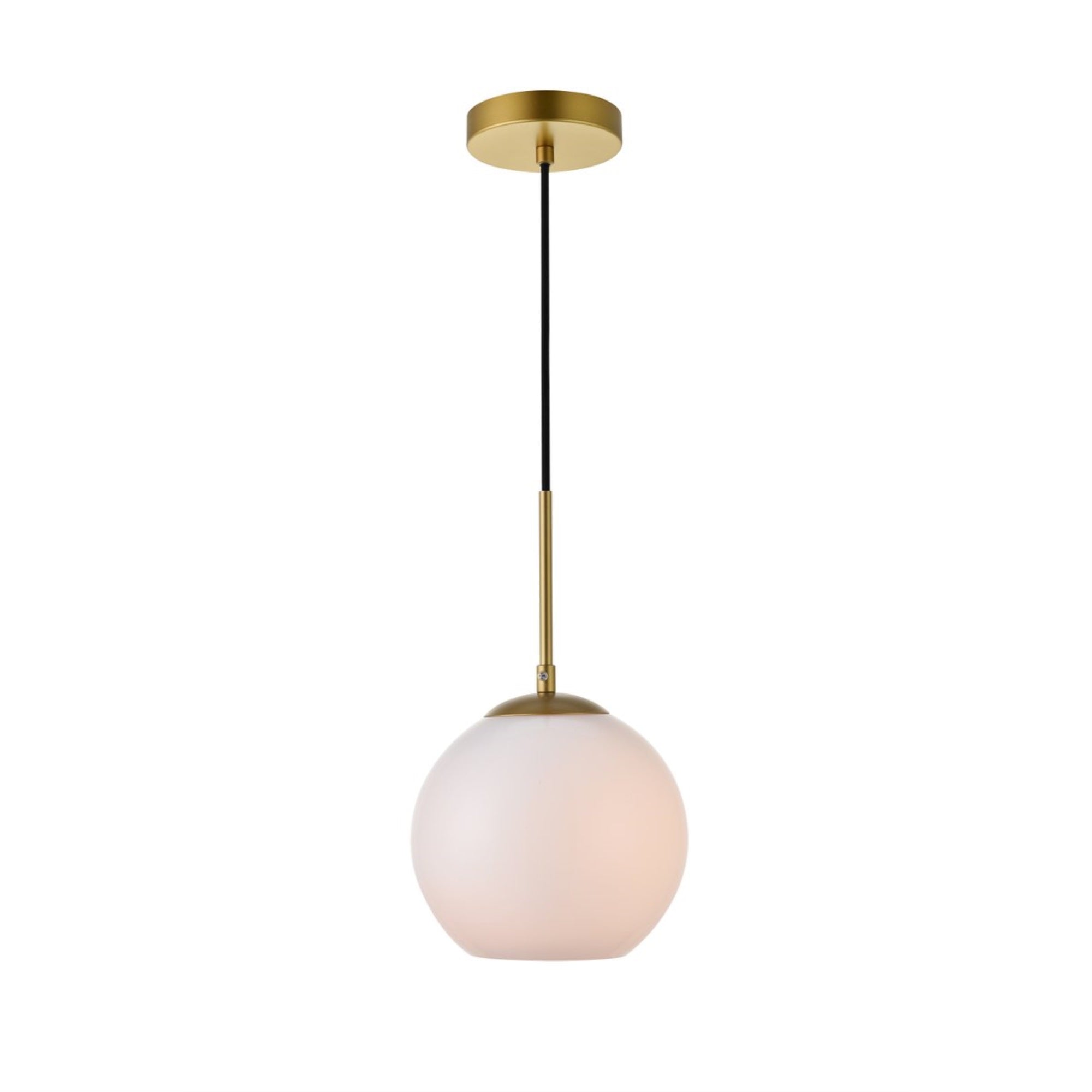 Elegant Lighting Living District Baxter 1 Light Brass Pendant With Frosted White Glass