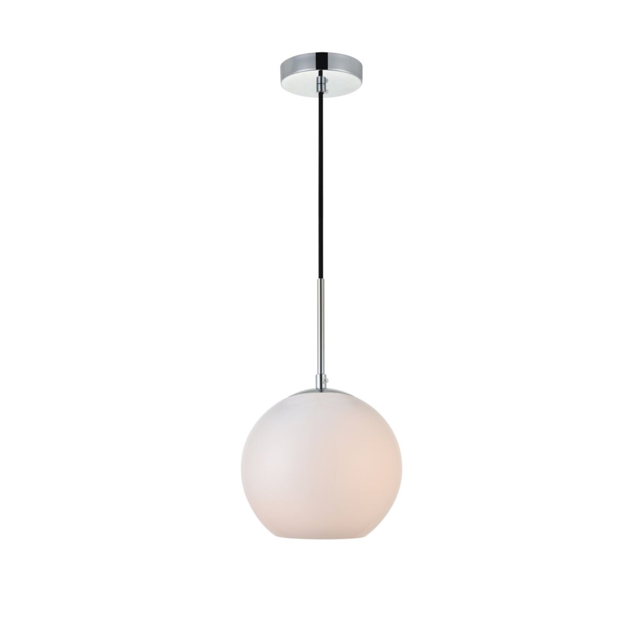 Elegant Lighting Baxter 1 Light Pendant - Chrome with Frosted White Glass, Model LD2207C