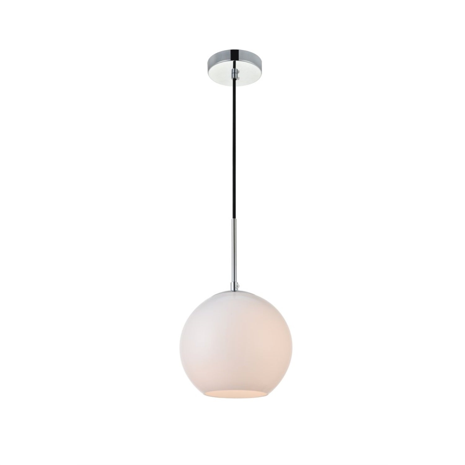 Elegant Lighting Baxter 1 Light Pendant - Chrome with Frosted White Glass, Model LD2207C
