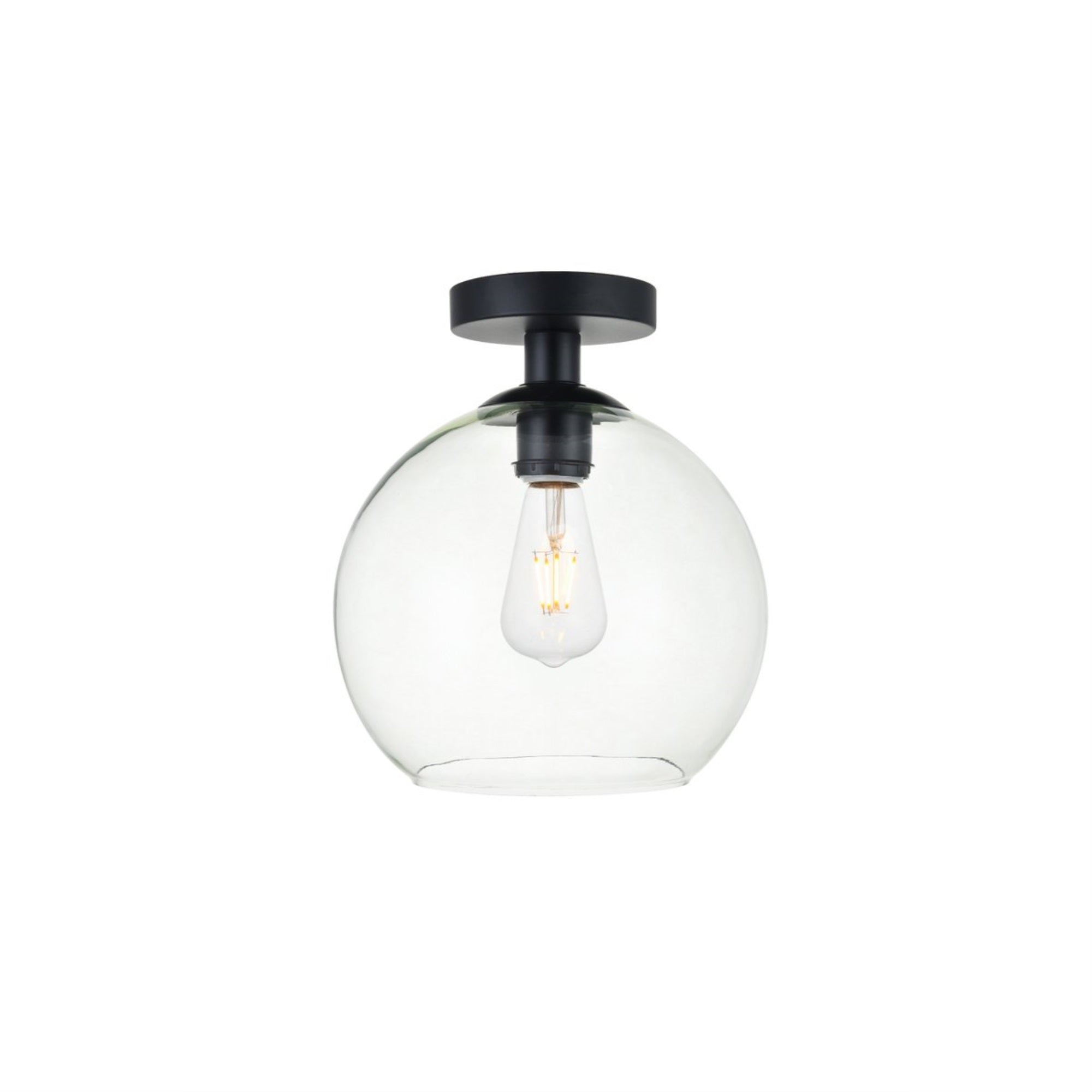Baxter 1 Light Black Flush Mount With Clear Glass