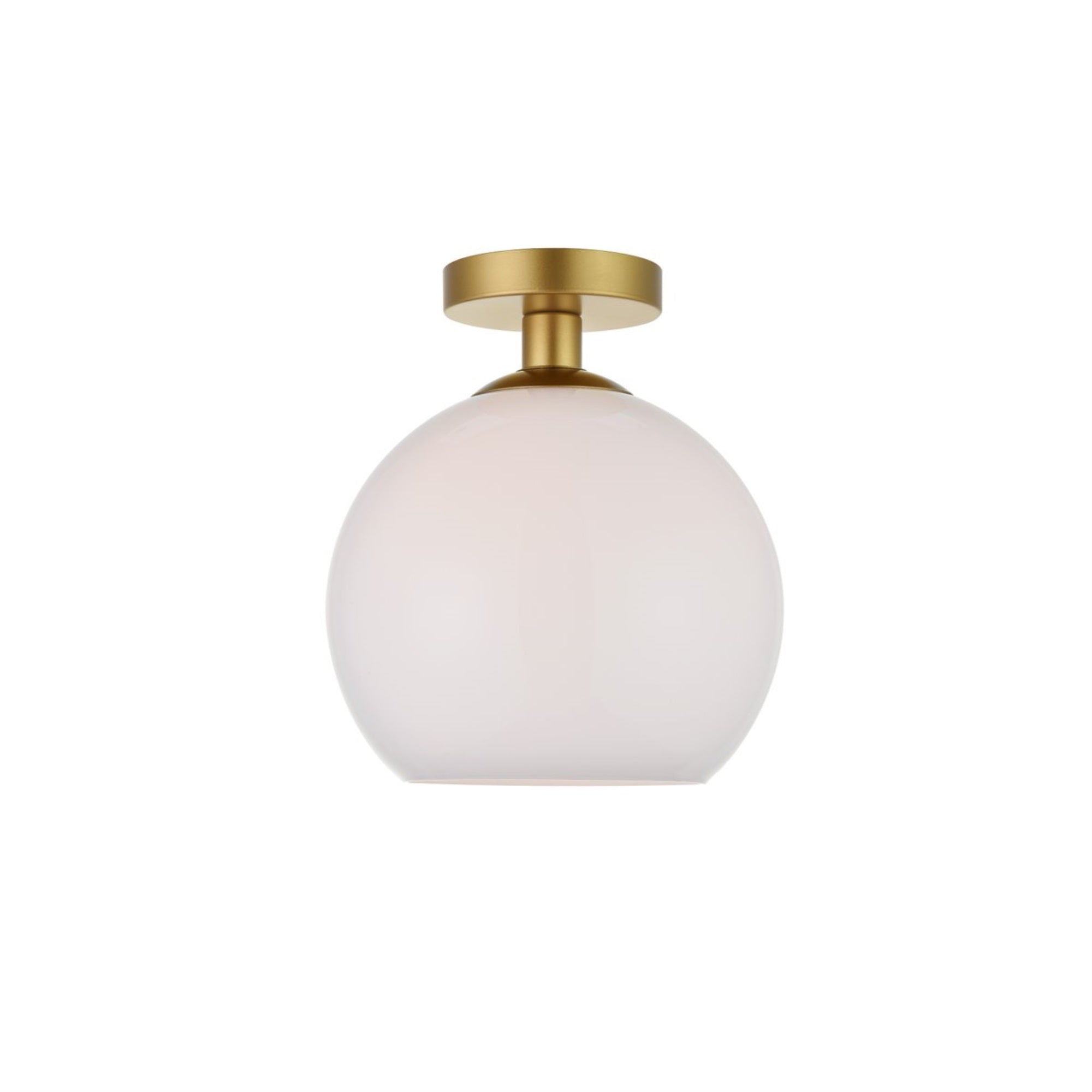 Elegant Lighting Living District Baxter 1-Light Metal Flush Mount In Brass And White