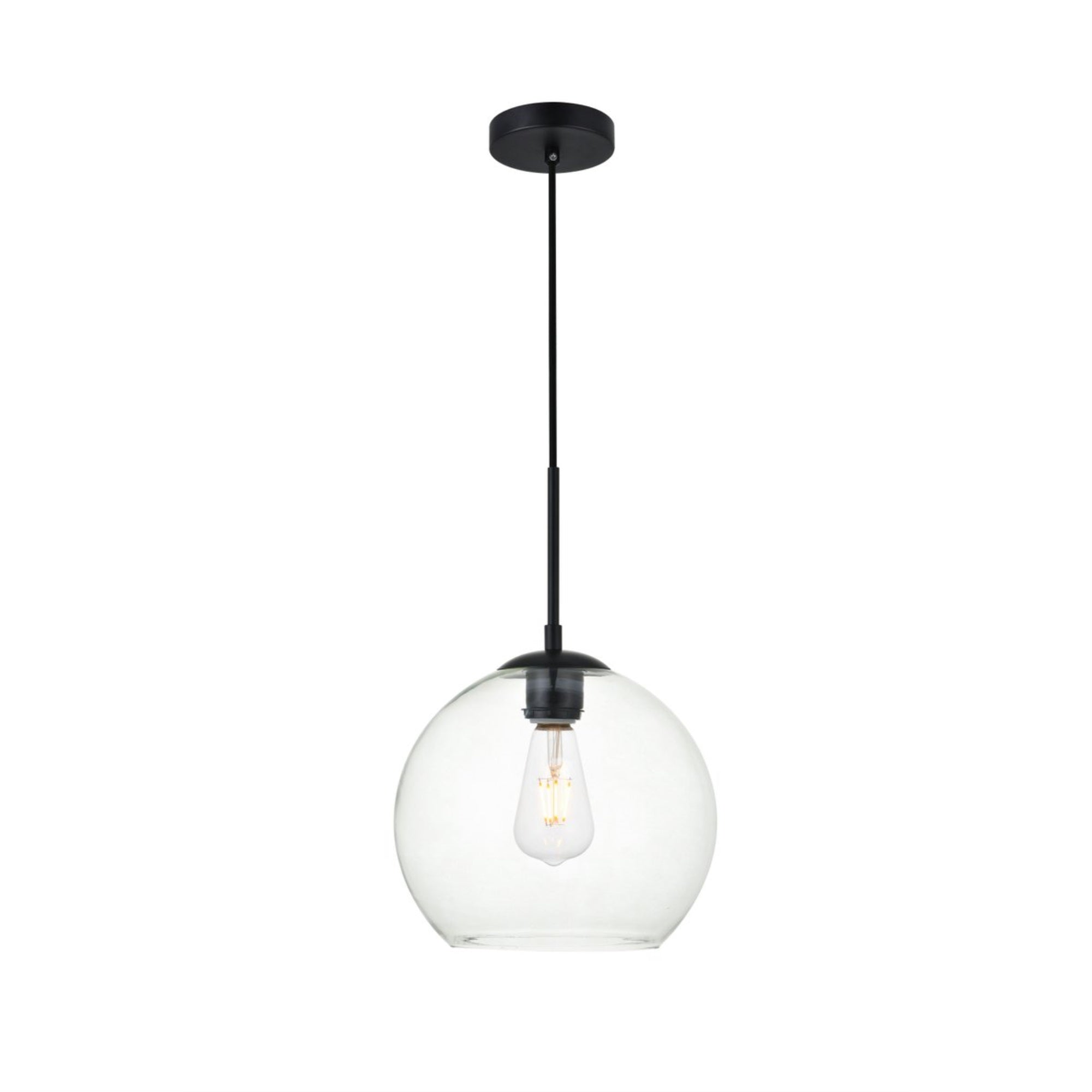 Living District Baxter 1-Light Metal Pendant In Black And Clear Finish