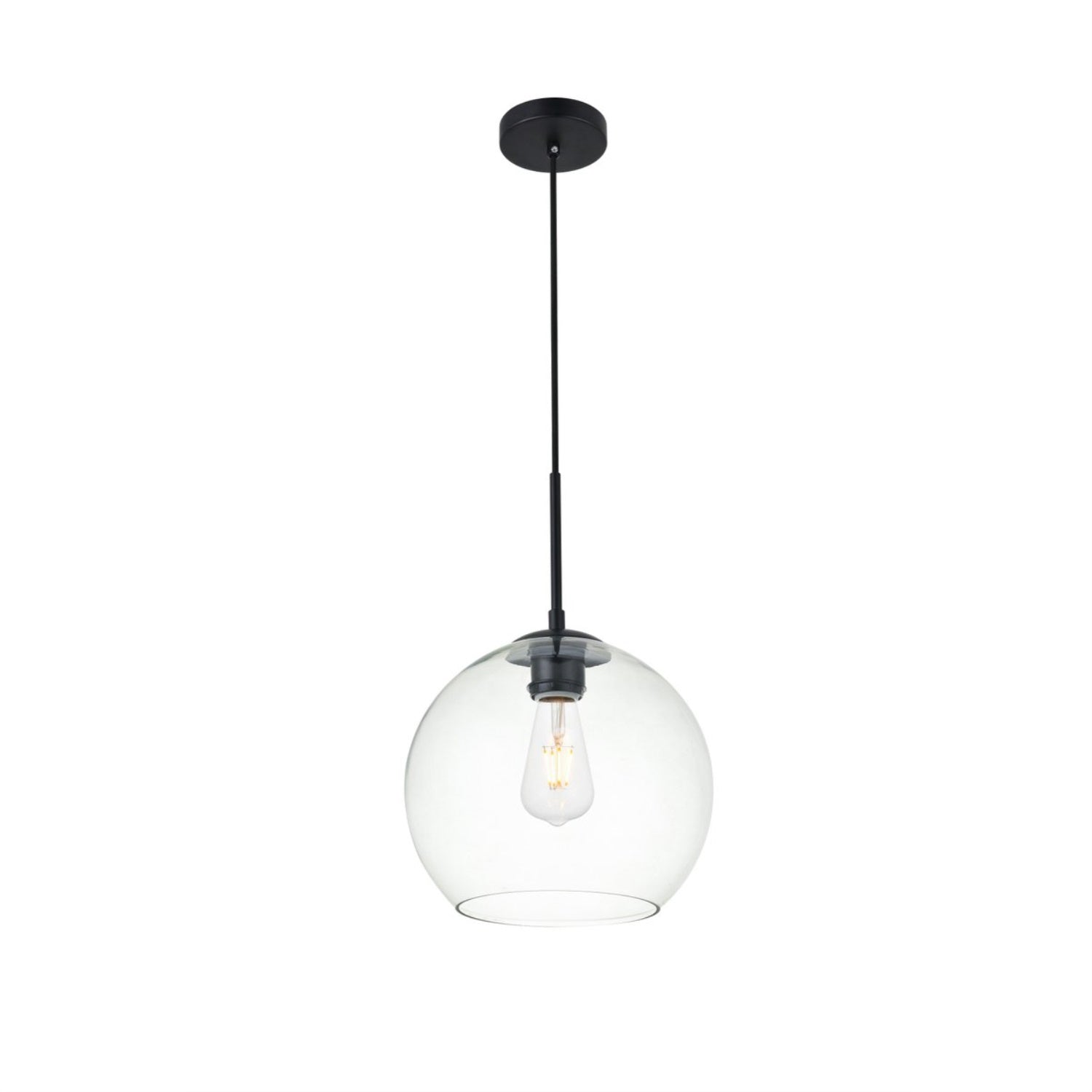 Living District Baxter 1-Light Metal Pendant In Black And Clear Finish