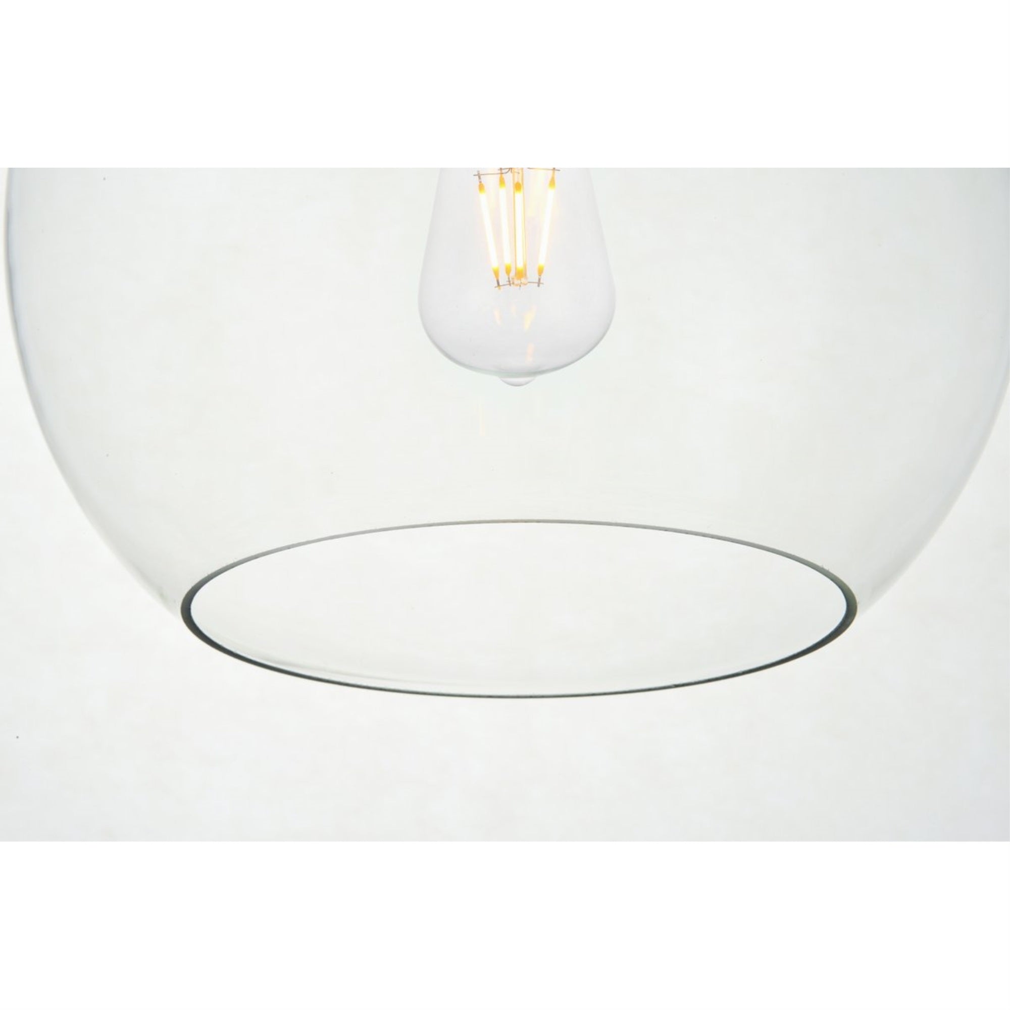 Elegant Lighting Brass Pendant Light With Clear Glass Shade, Modern 1-Light Ceiling Fixture
