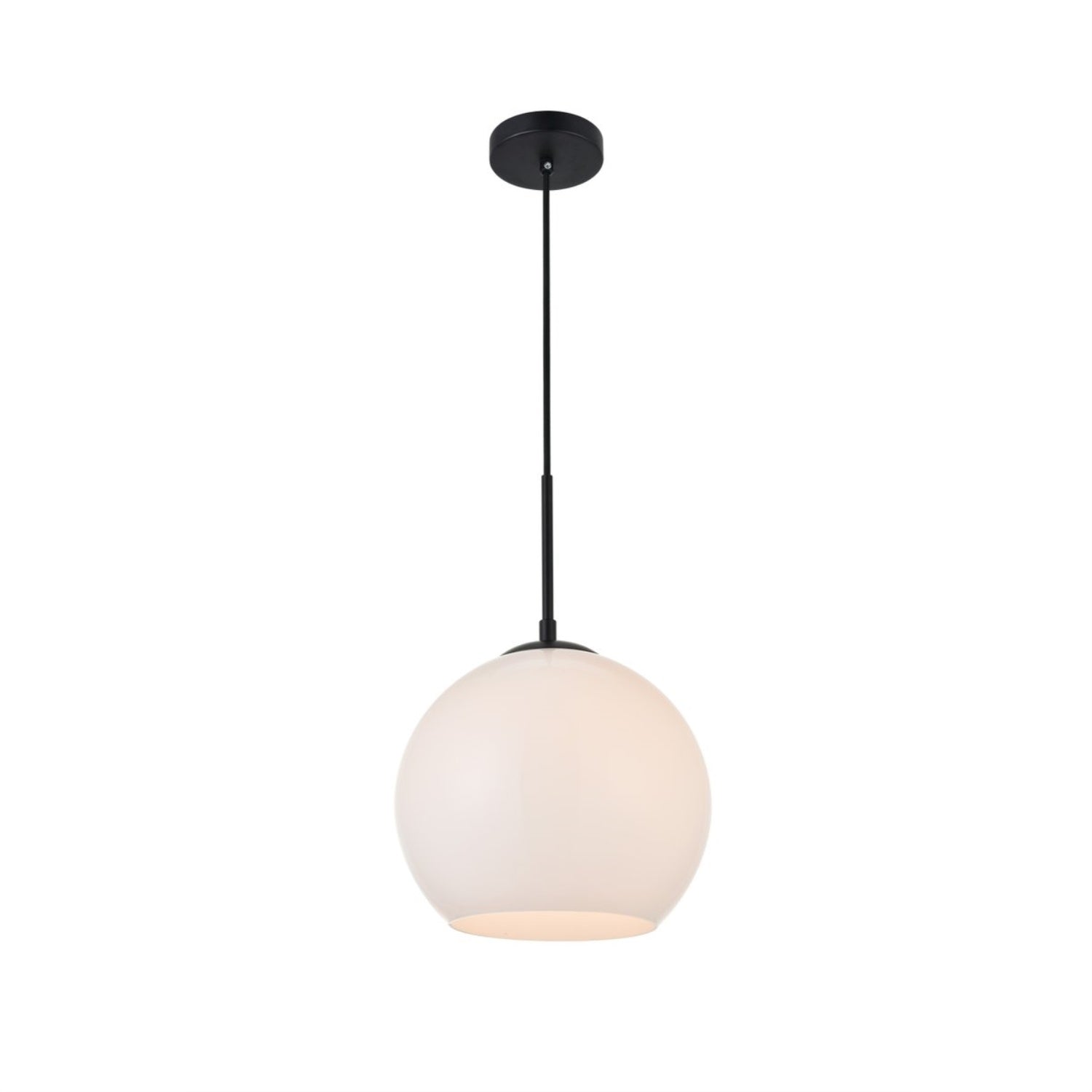 Elegant Lighting Living District Baxter 1-Light Metal Pendant - Black And Frosted White Finish