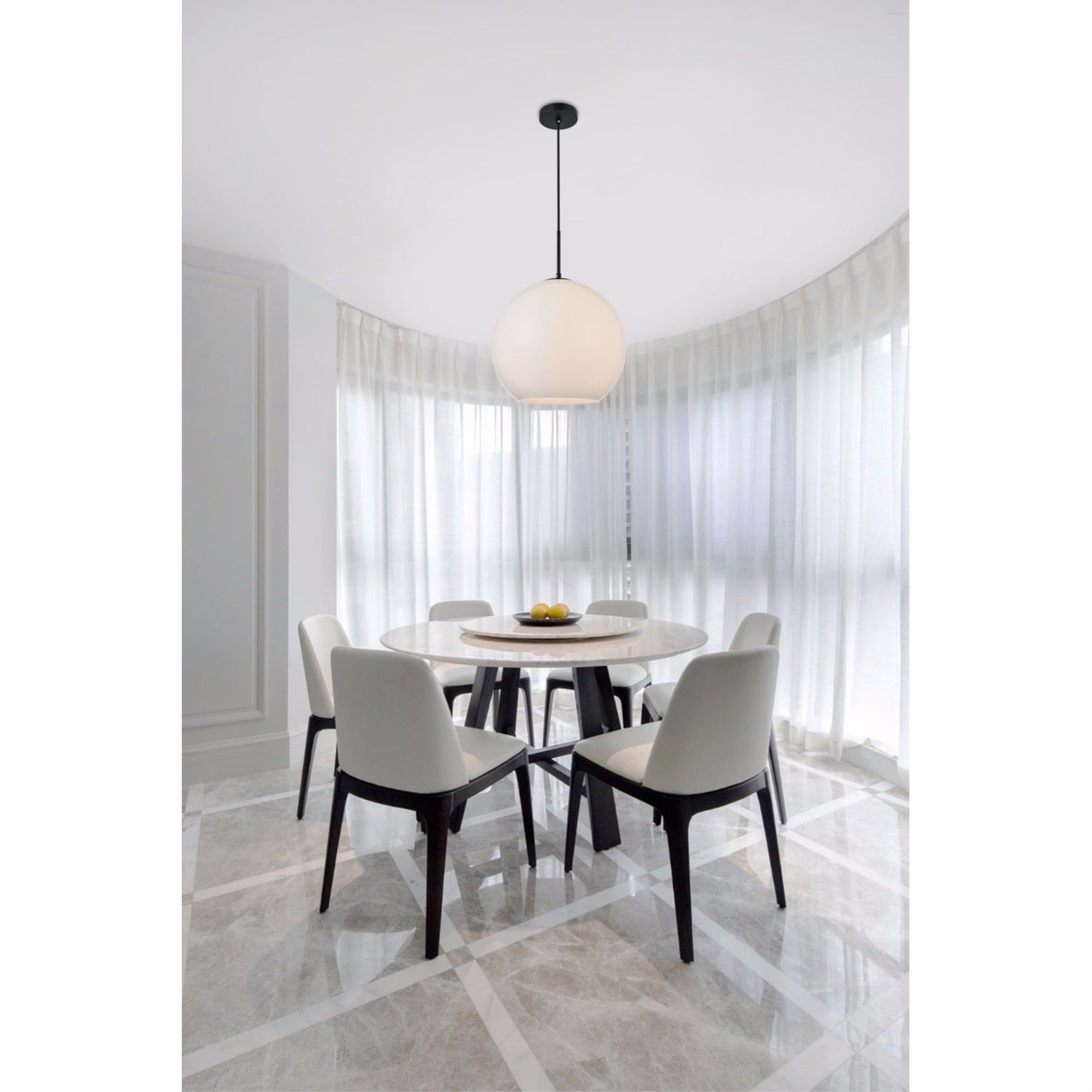 Elegant Lighting Living District Baxter 1-Light Metal Pendant - Black And Frosted White
