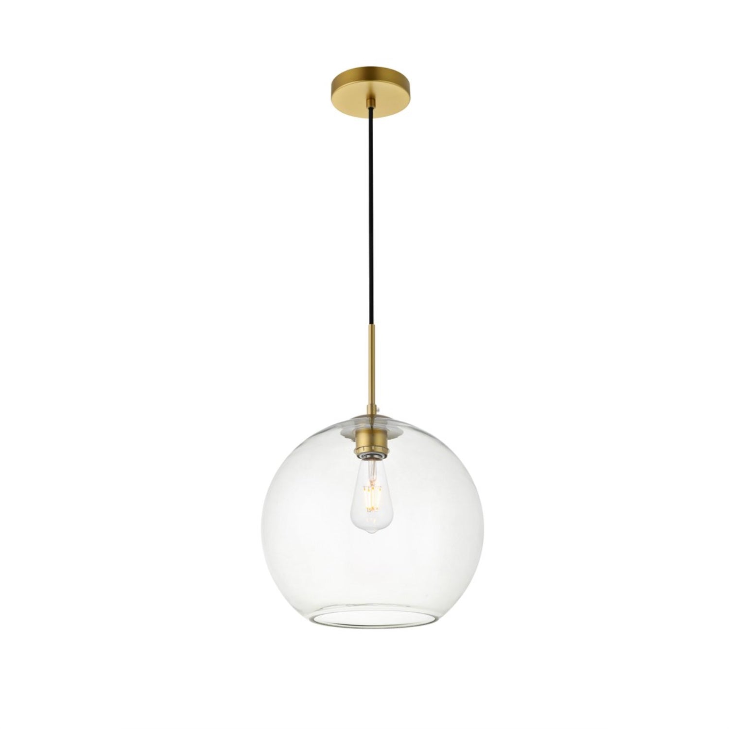 Living District Indoor Modern Home Decorative Bright Ceiling Baxter 1 Light Brass Pendant With Clear Glass