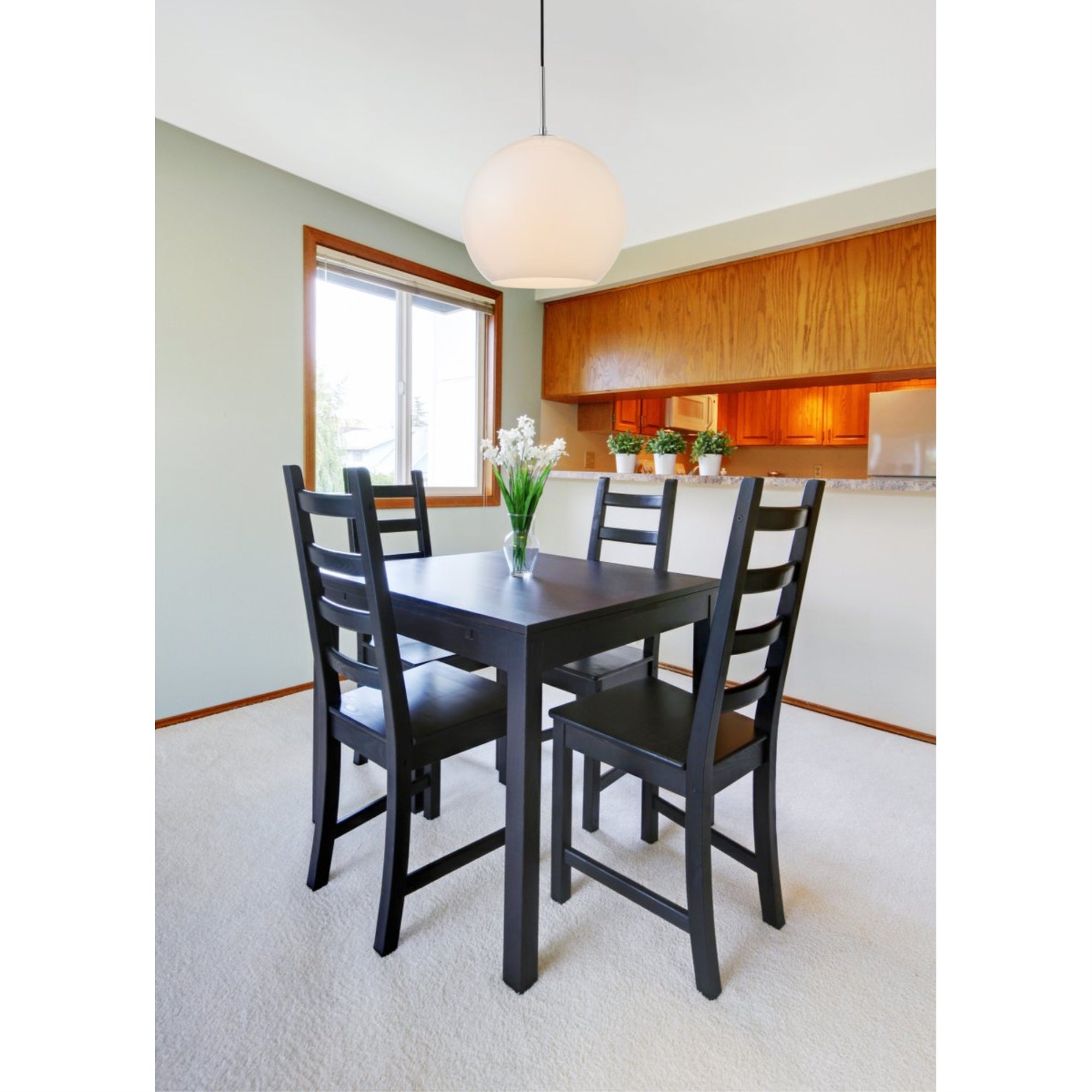 Elegant Lighting Baxter 1-Light Metal Pendant, Chrome & Frosted White, Model LD2225C, Iron Material