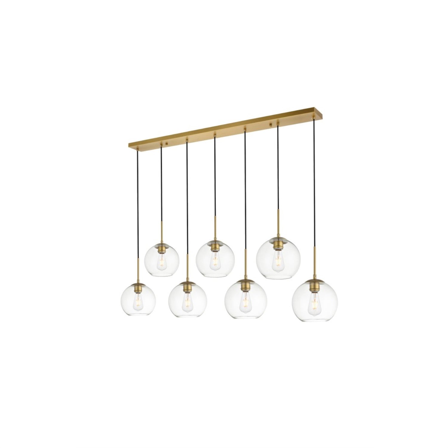 Living District Baxter 7 Lights Brass Pendant With Clear Glass