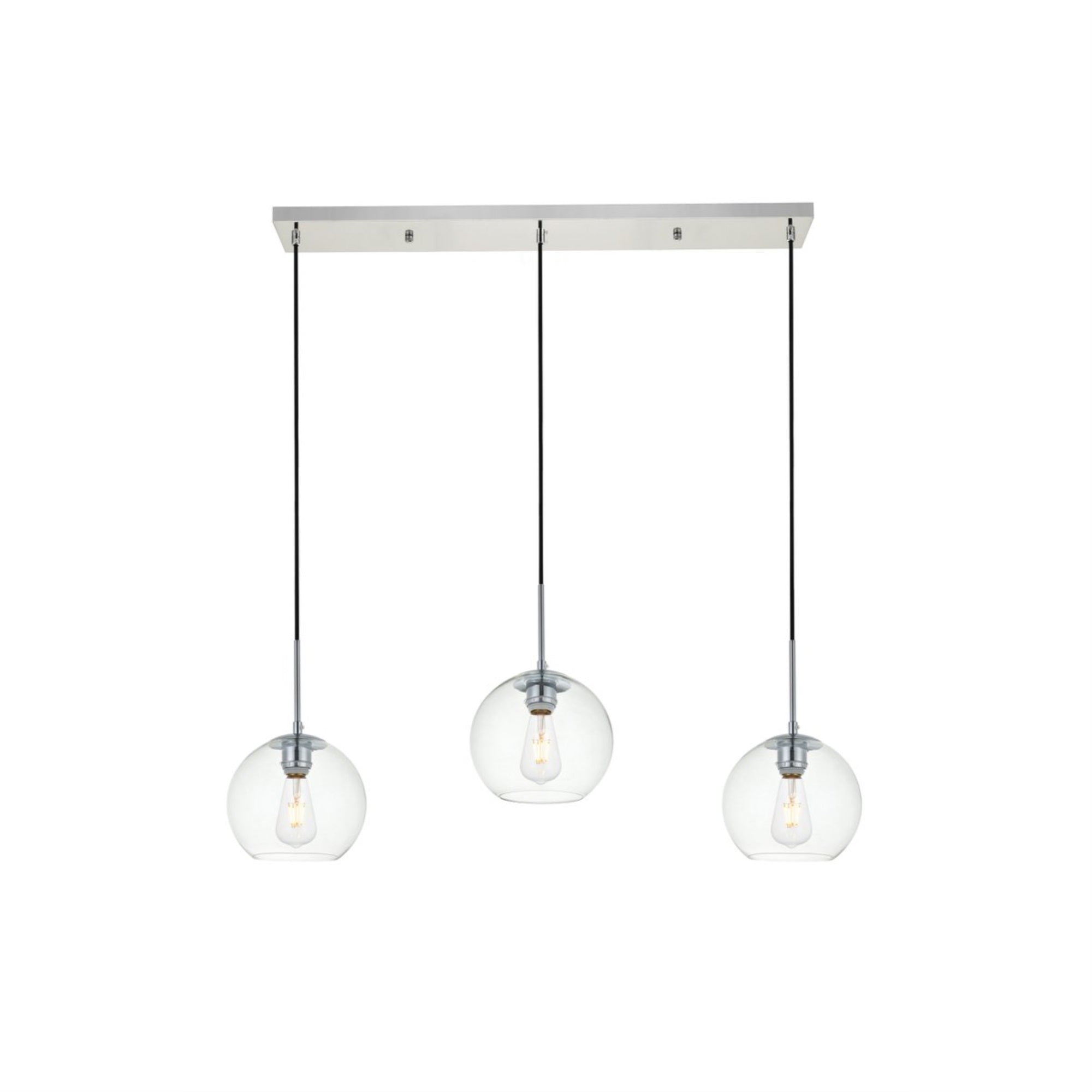 Baxter 3 Lights Chrome Pendant With Clear Glass