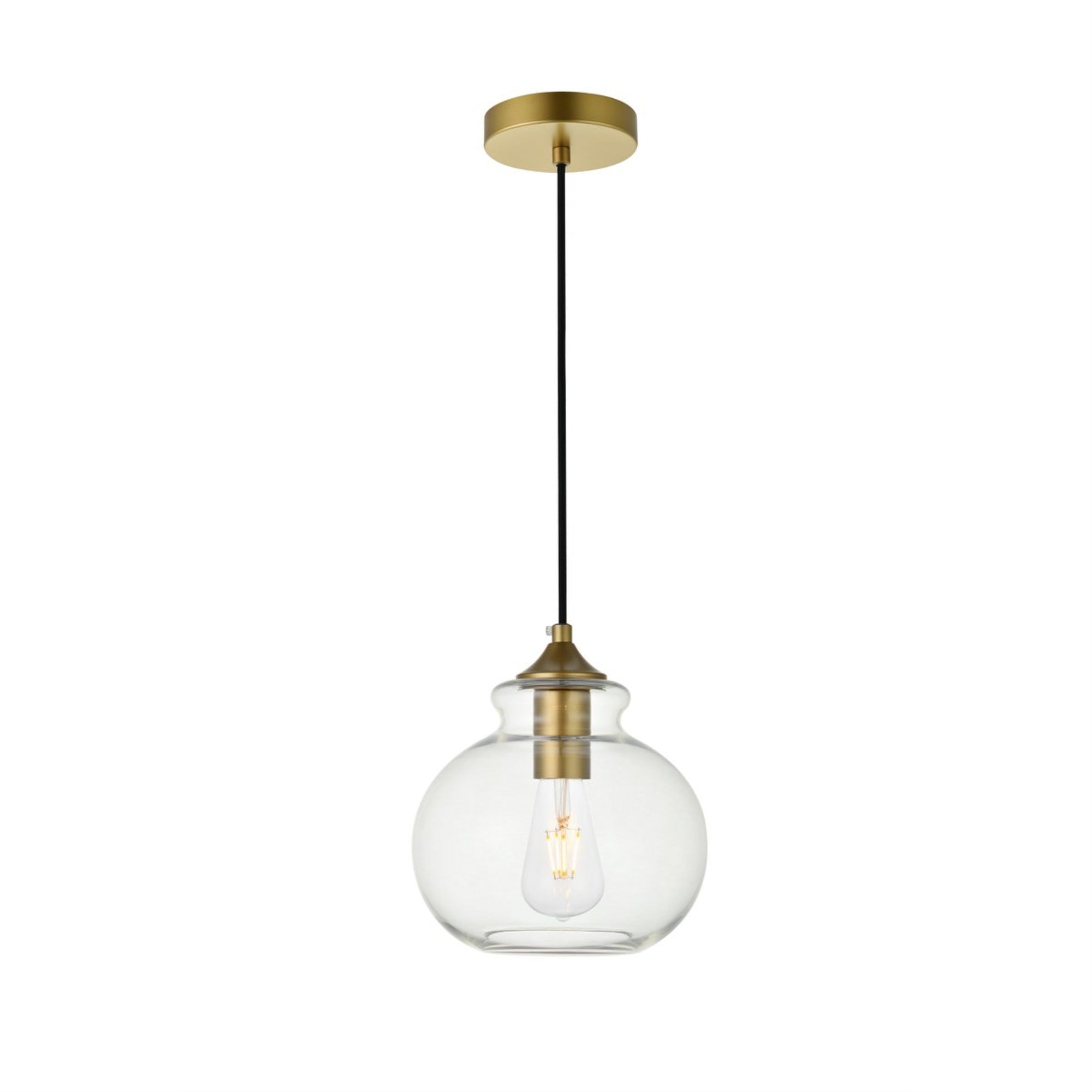 Elegant Lighting Chrome Pendant Light with Clear Glass, Model LD2245C, 7.9inD x 8.9inH, Indoor Modern Decorative Fixture