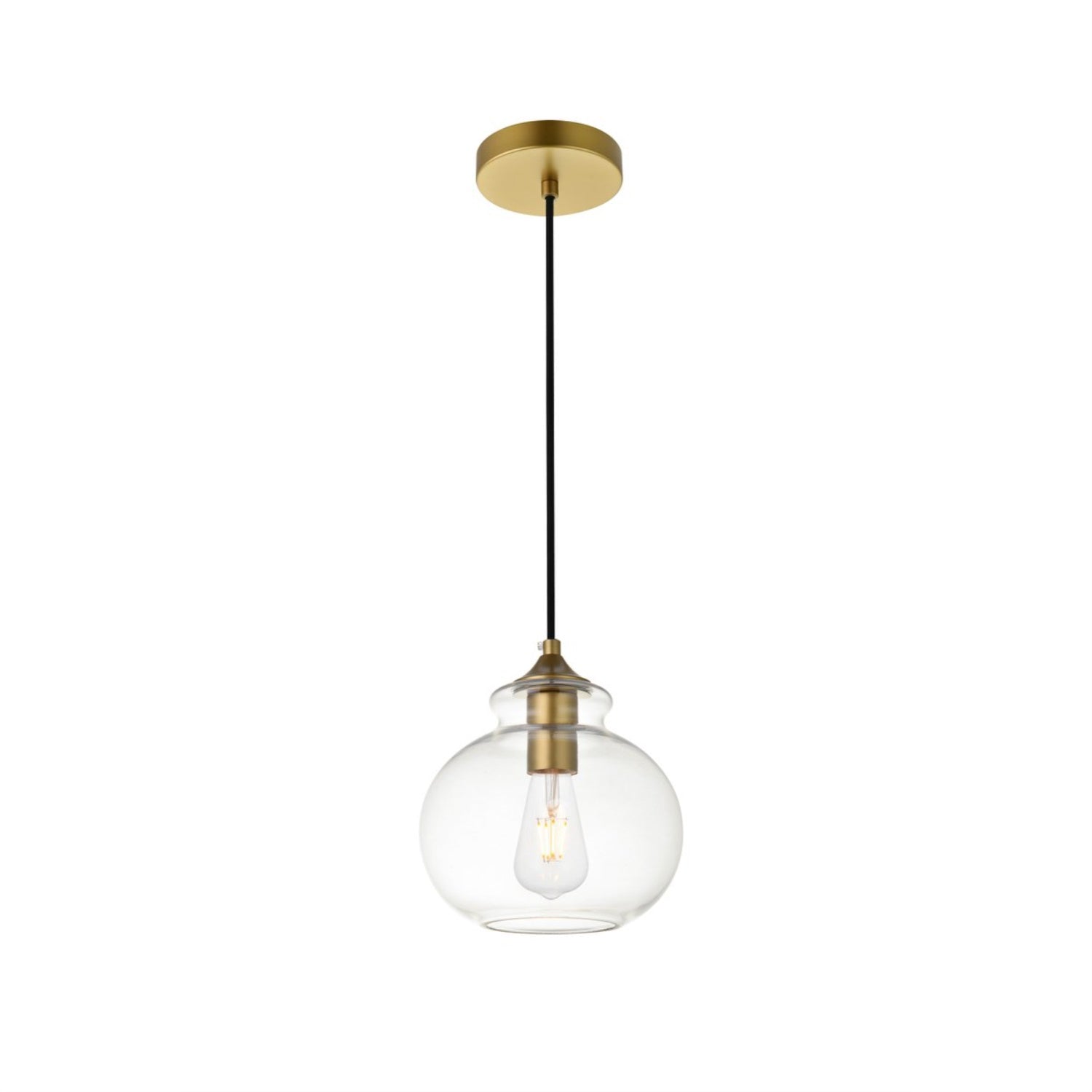 Elegant Lighting Chrome Pendant Light with Clear Glass, Model LD2245C, 7.9inD x 8.9inH, Indoor Modern Decorative Fixture
