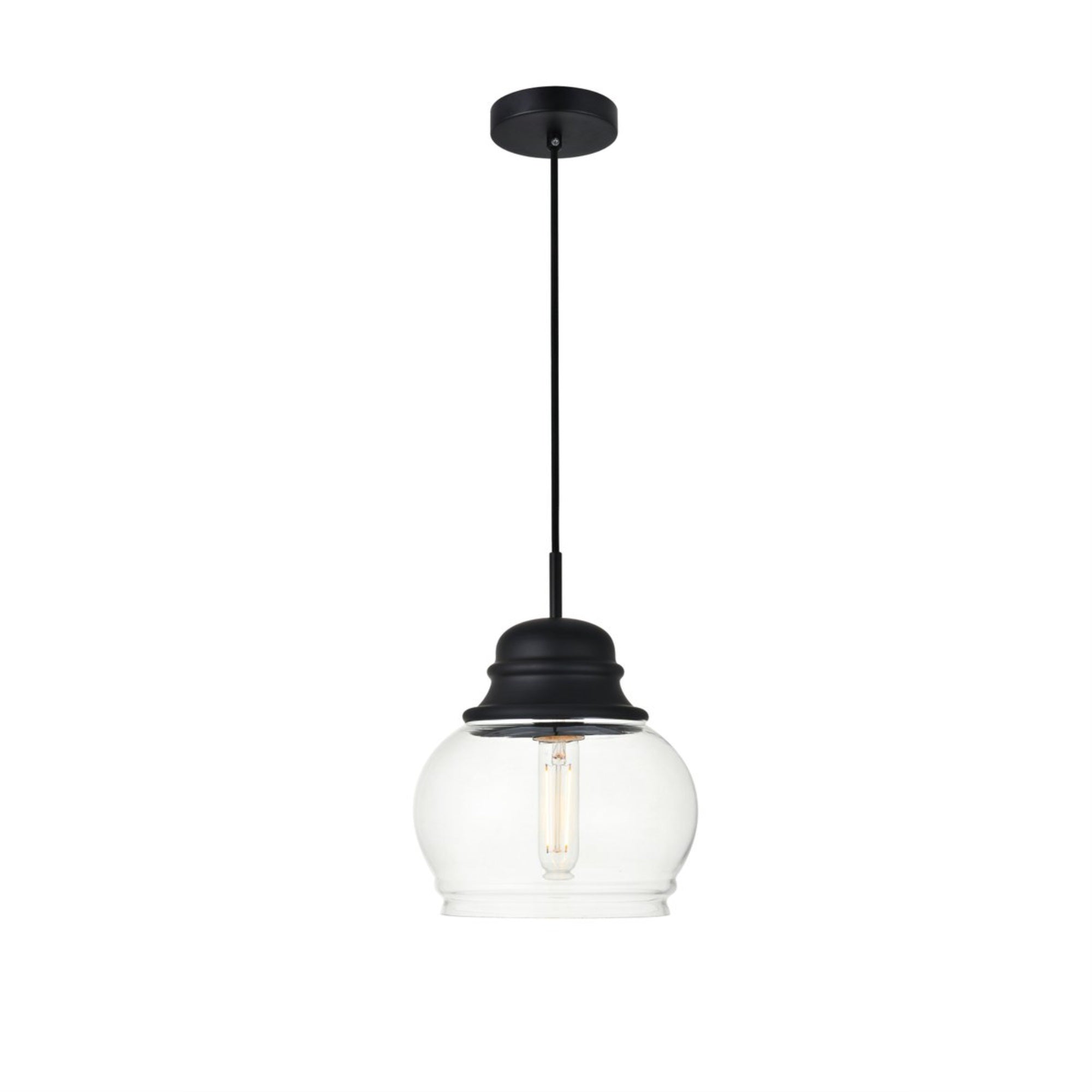 Living District Kenna 1-Light Pendant, Metal & Glass, Chrome/Clear, Model LD2252C