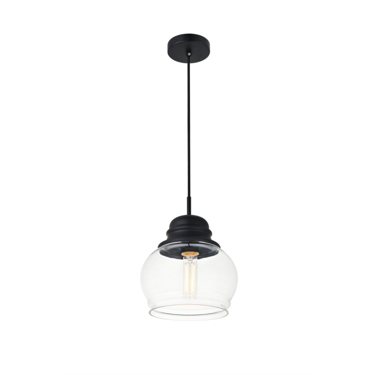 Living District Kenna 1-Light Pendant, Metal & Glass, Chrome/Clear, Model LD2252C