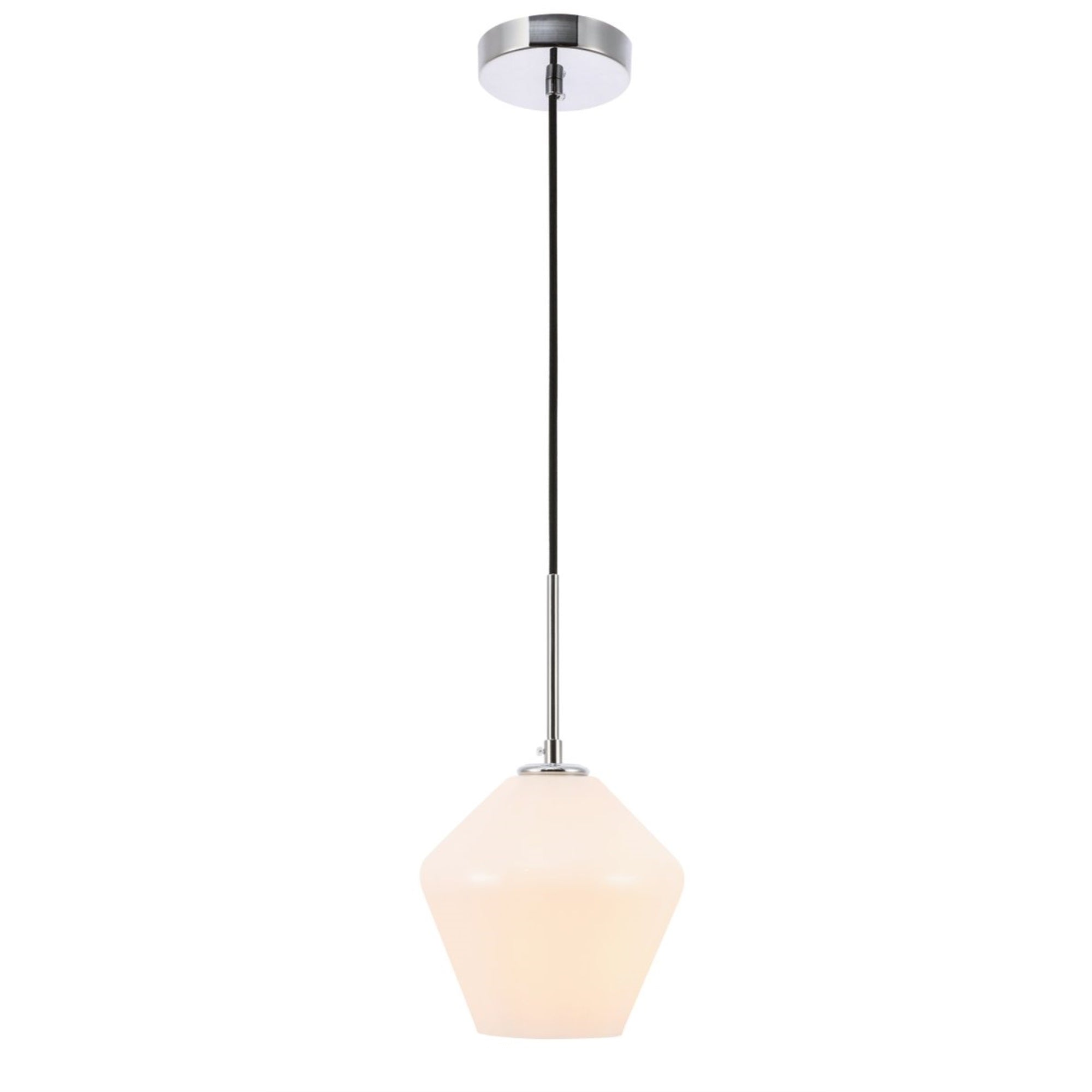 Living District Chrome Pendant Light With Frosted White Glass Shade, 1 Light Fixture