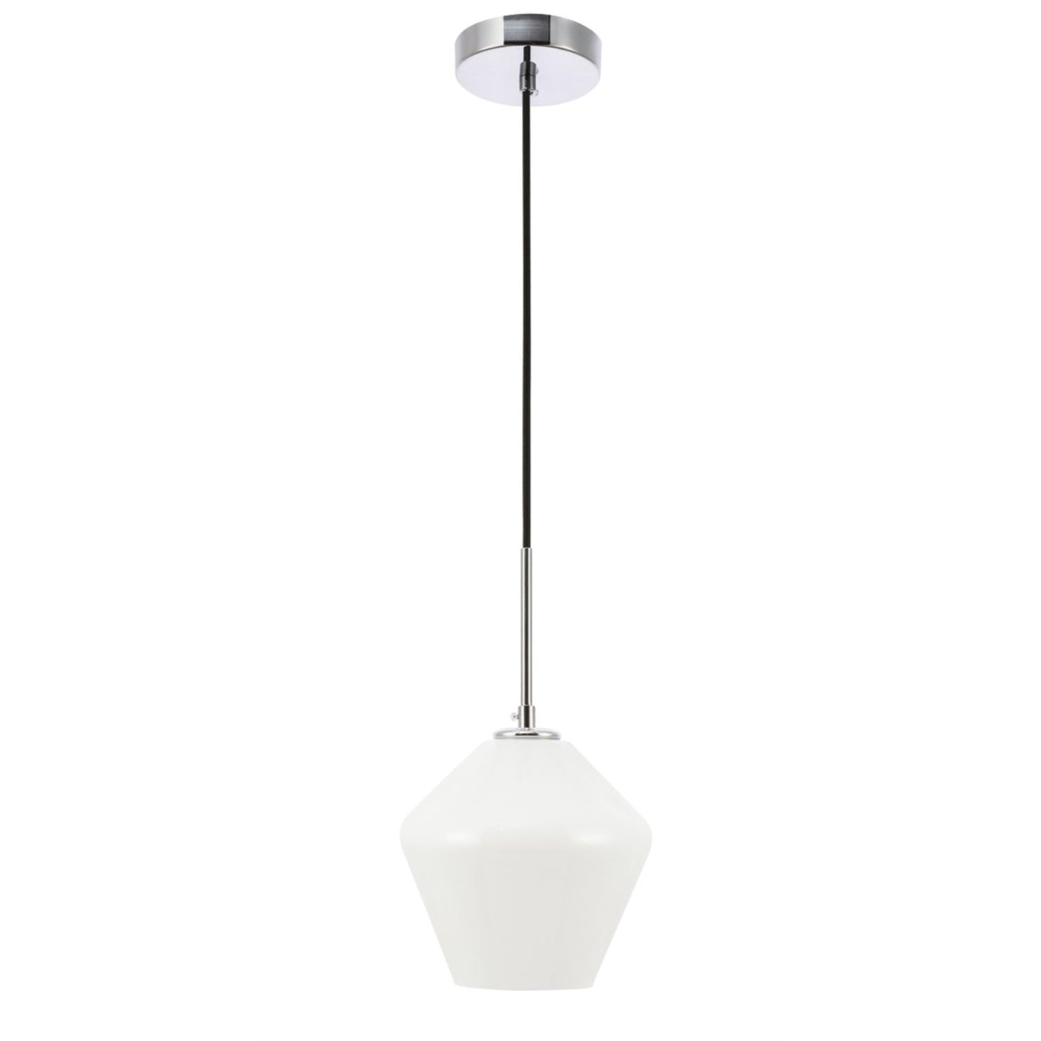 Living District Chrome Pendant Light With Frosted White Glass Shade, 1 Light Fixture
