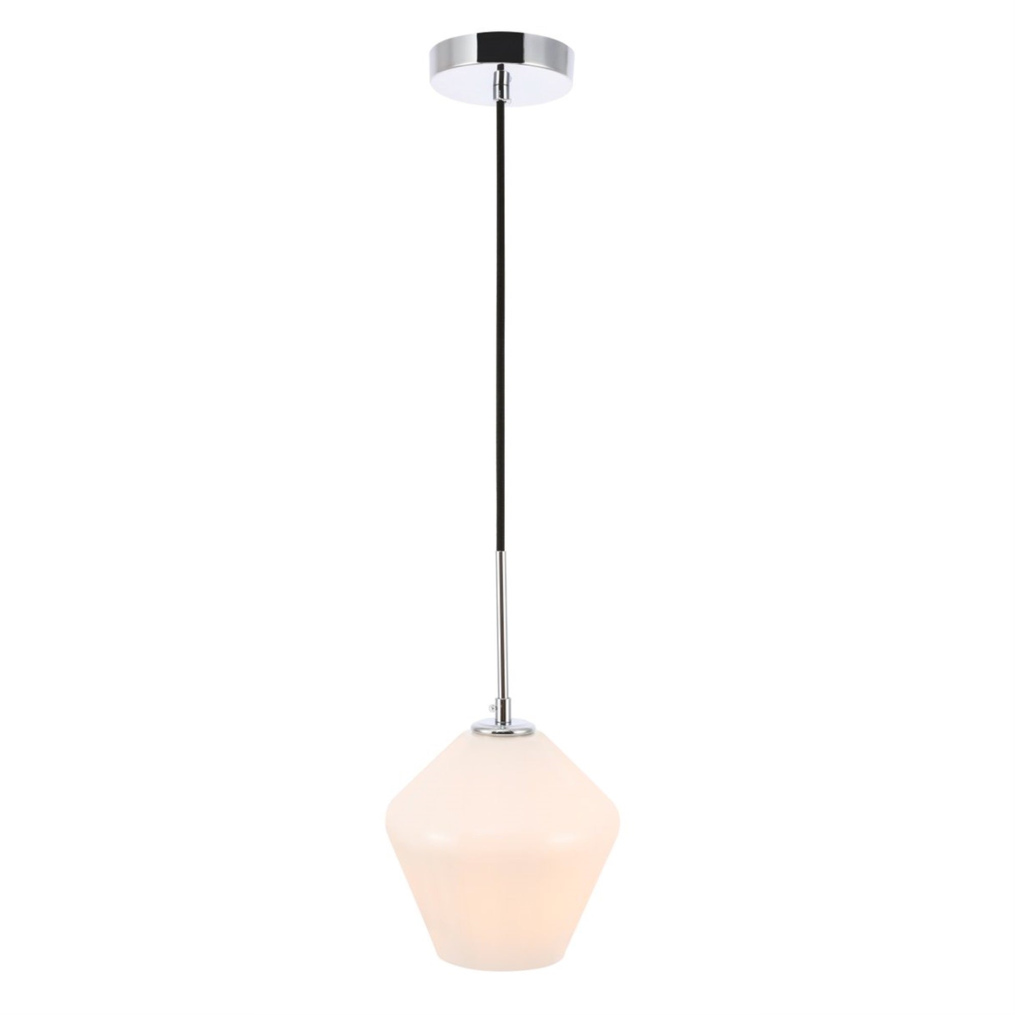 Living District Chrome Pendant Light With Frosted White Glass Shade, 1 Light Fixture