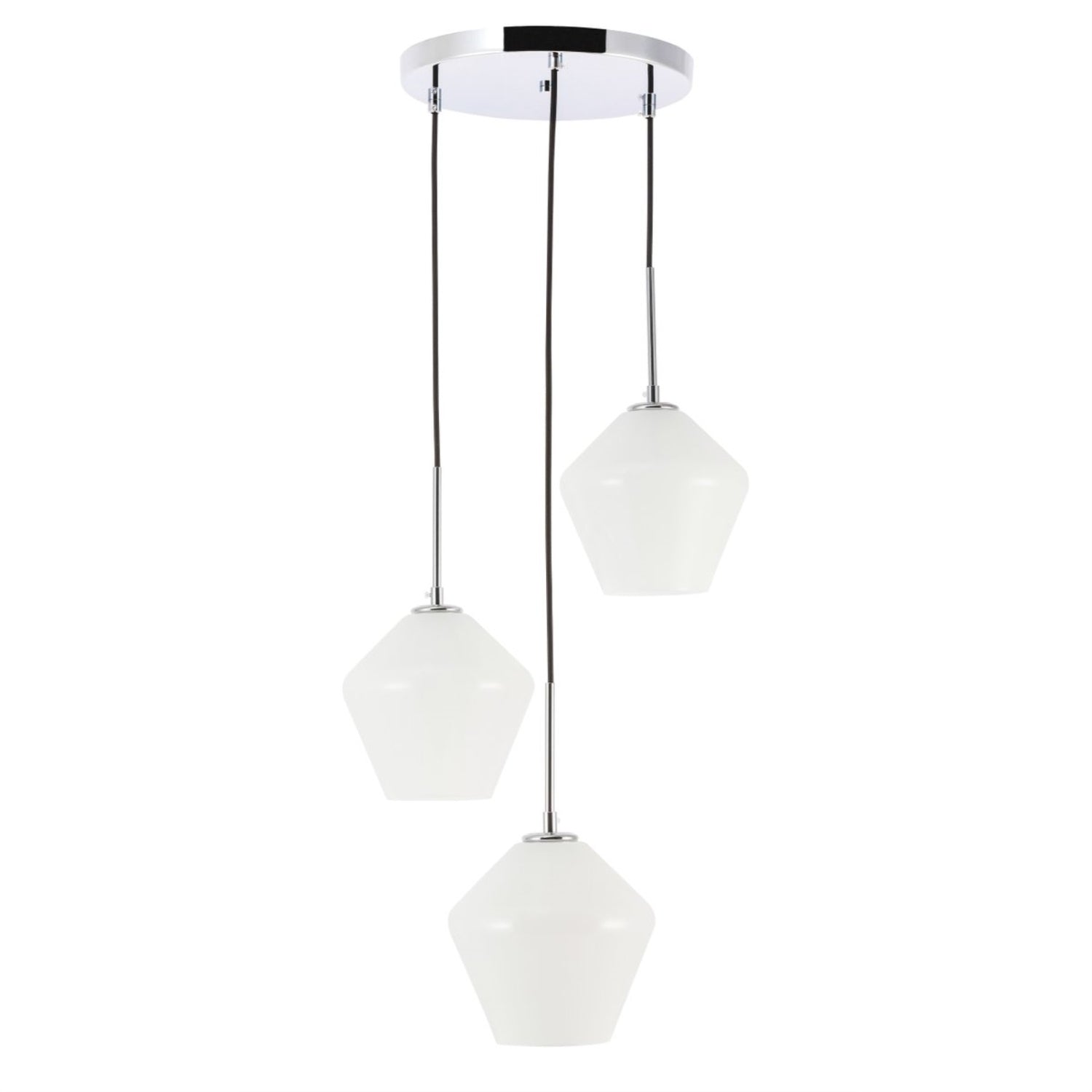 Living District 3-Light Modern Chrome Pendant - Elegant White Glass Ceiling Light Fixture