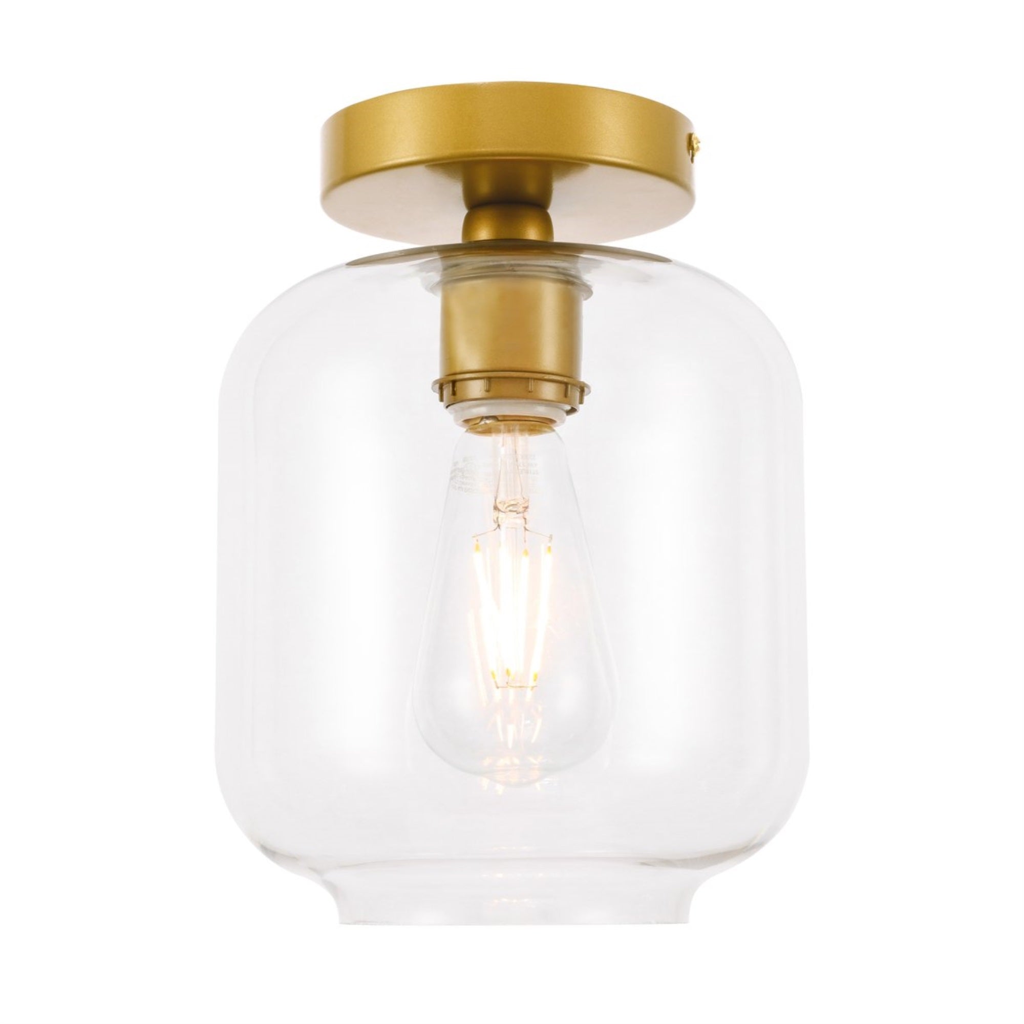 Collier 1 light Brass and Clear glass Flush mount