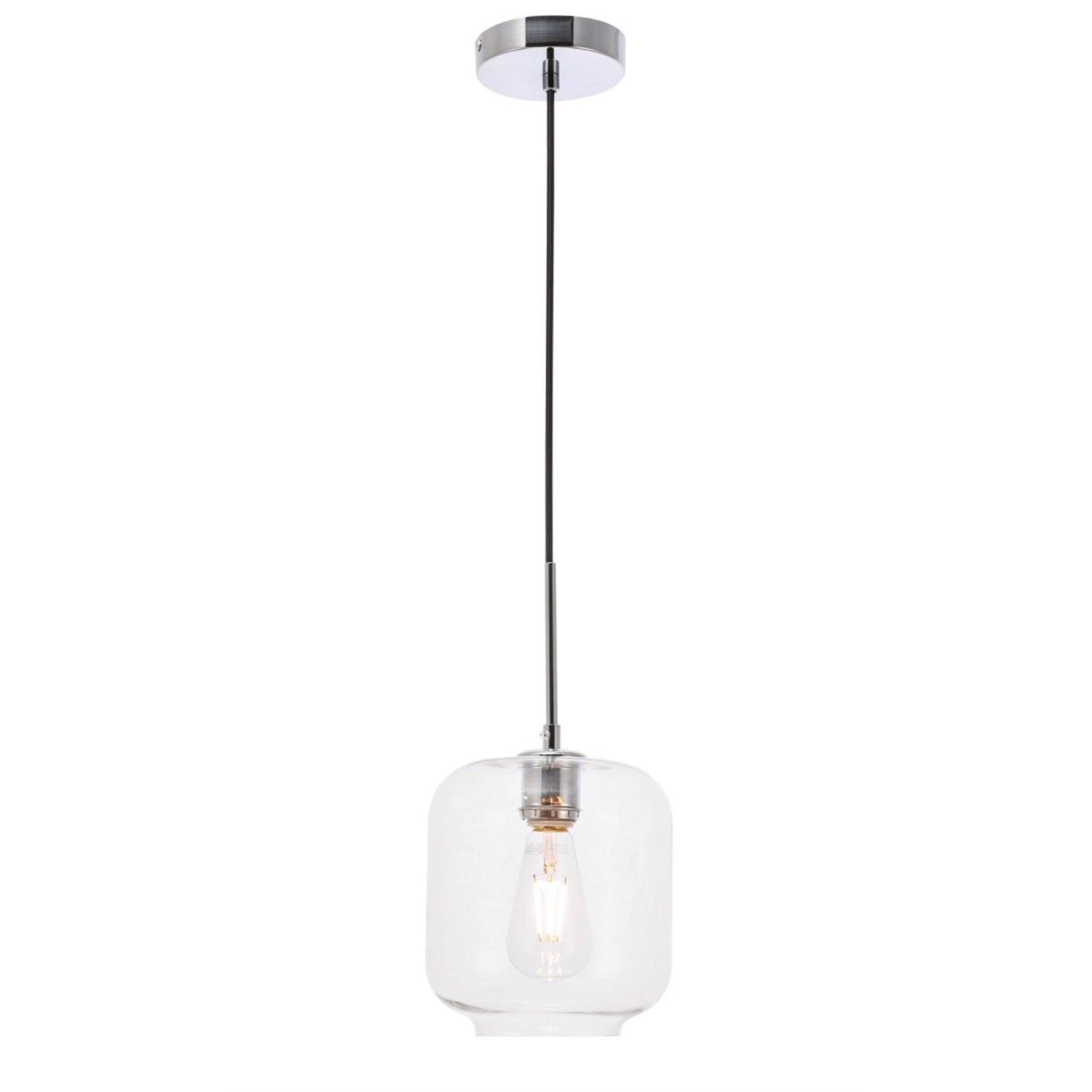 Living District Chrome Pendant Light With Clear Glass Shade, 1 Light Fixture