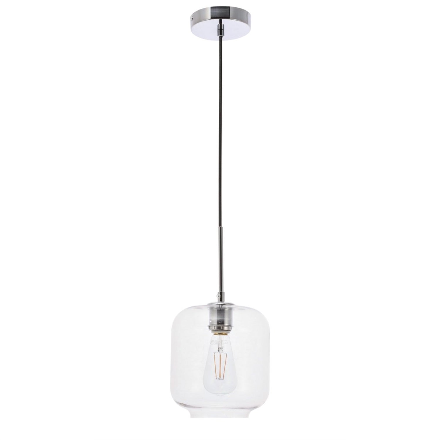 Living District Chrome Pendant Light With Clear Glass Shade, 1 Light Fixture